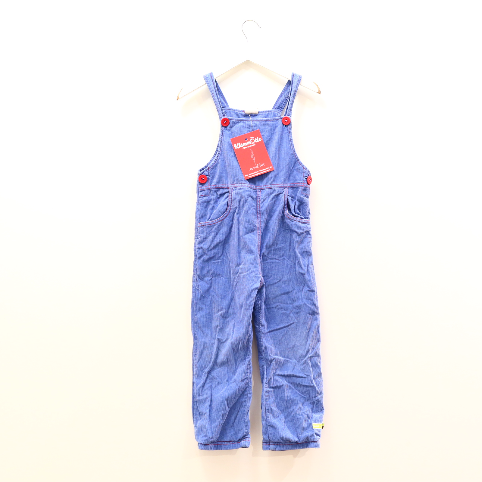 Hose LOUD + PROUD 98/104 Latz blau Biobaumwolle/Cord Baumwollfutter Herbst/Winter