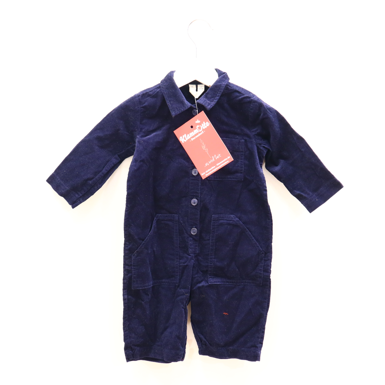 Hosen & Strampler ARKET 68 blau Einteiler ohne Fuß/Overall Baumwolle/Cord/Lyocell Druckknöpfe im Schritt/Knopfleiste