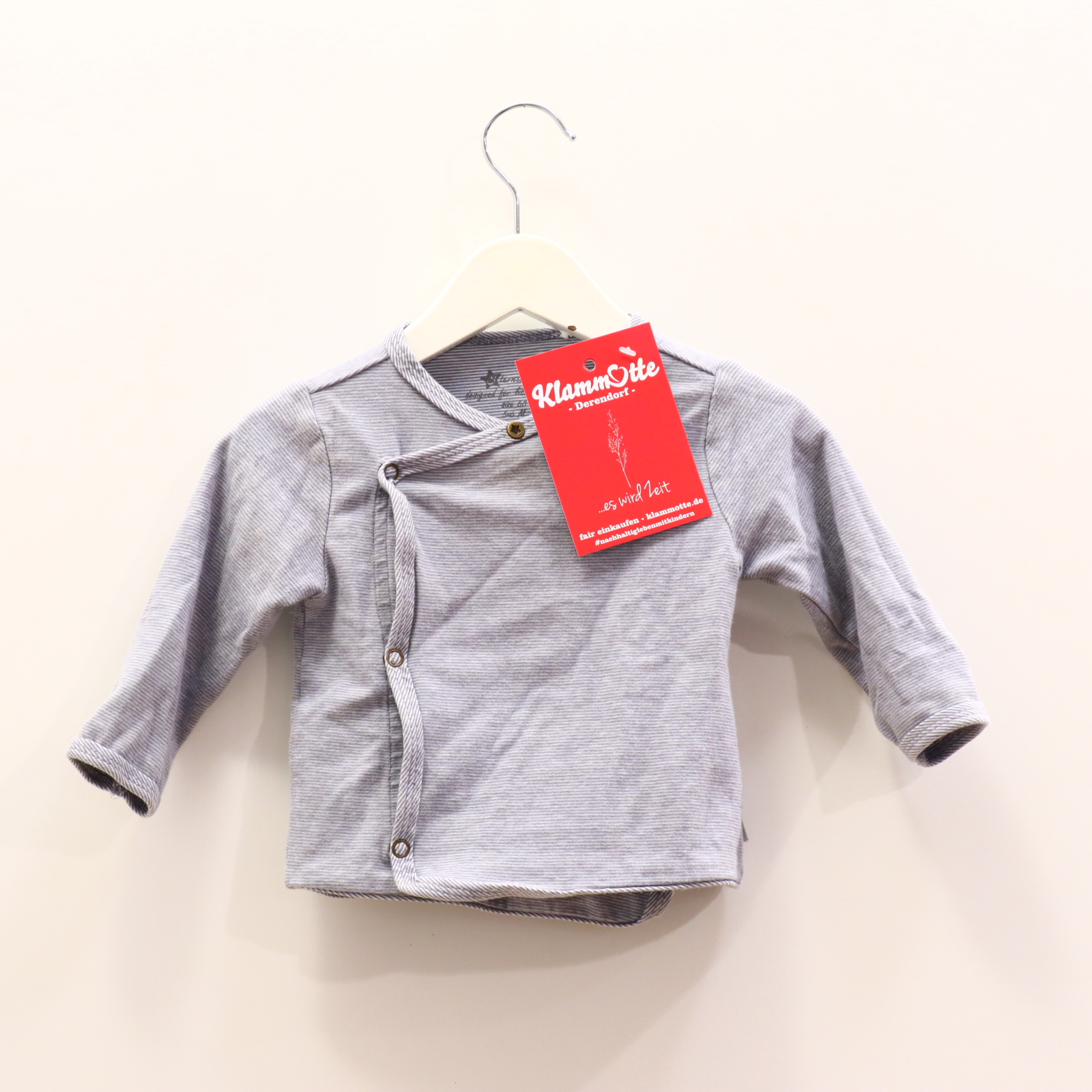 Oberteil Sterntaler 68 grau/weiß gestreift langarm Shirt/Wickelshirt Baumwolle/Elasthan
