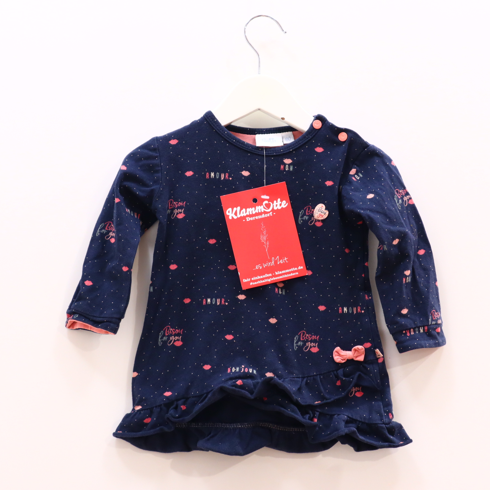 Kleider & Röcke feetje 80 blau Alloverprint/gepunktet/Volants/Schleife Jerseykleid