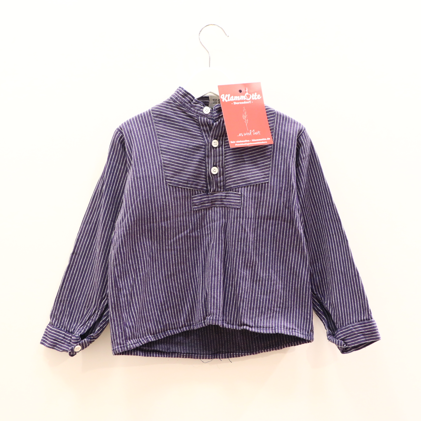 Oberteil Gr. 110/Gr. 116 Fischerhemd blau/weiß Baumwolle gestreift