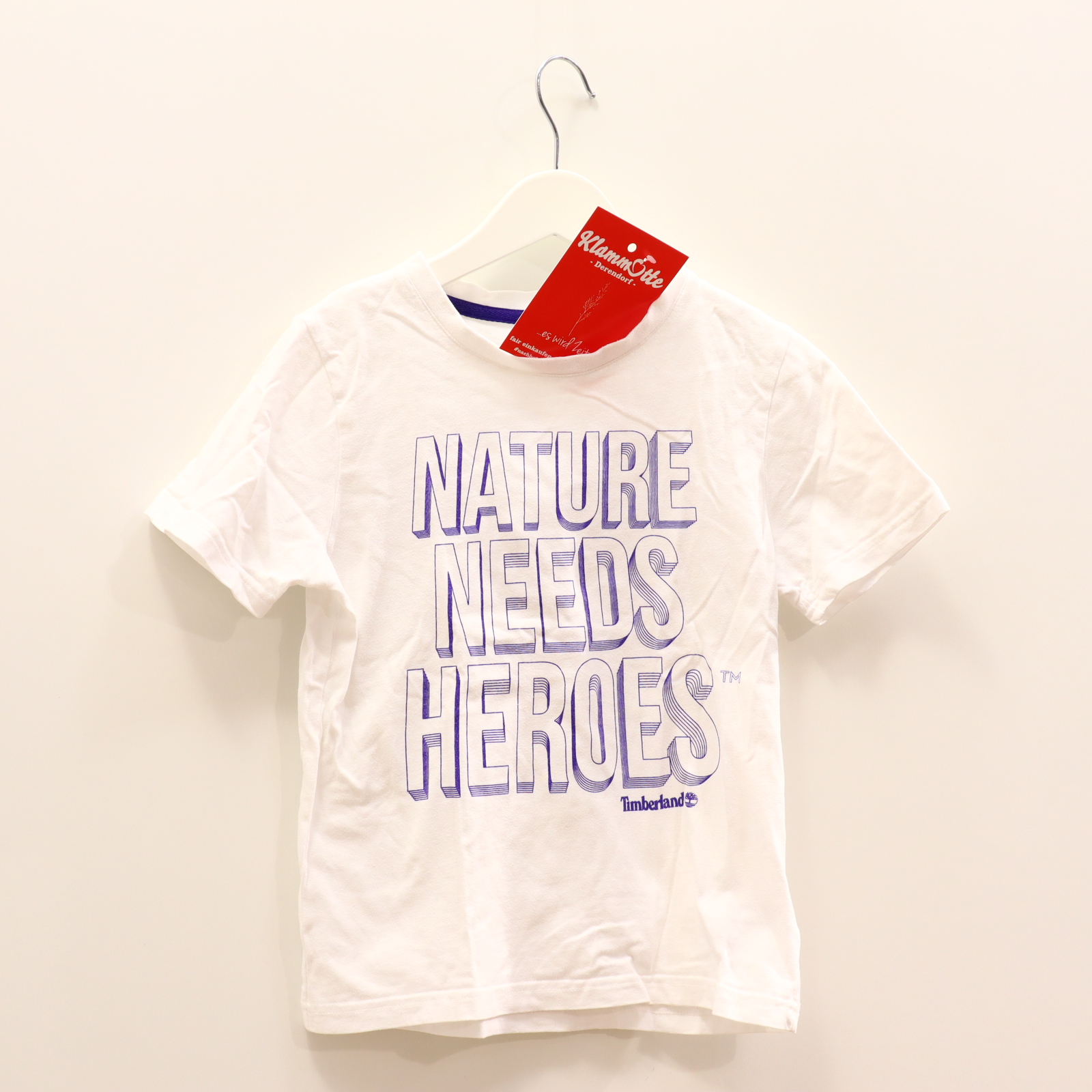 Oberteil Timberland Gr. 128 kurzarm Shirt weiß Baumwolle Print