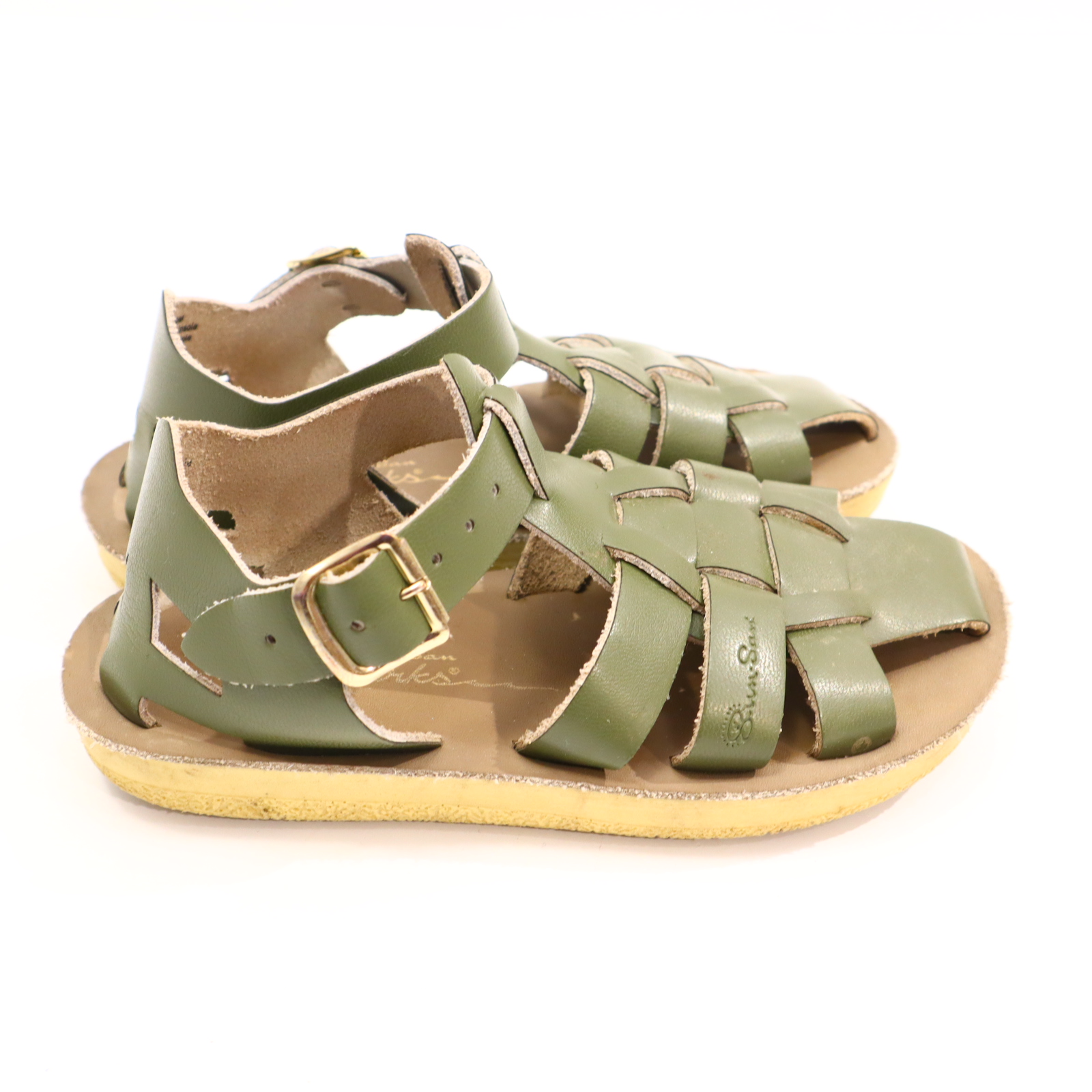 Sandalen Salt Water/Sun-San 25 oliv Leder/wasserfest! leichte gleichmäßige Ablaufspuren