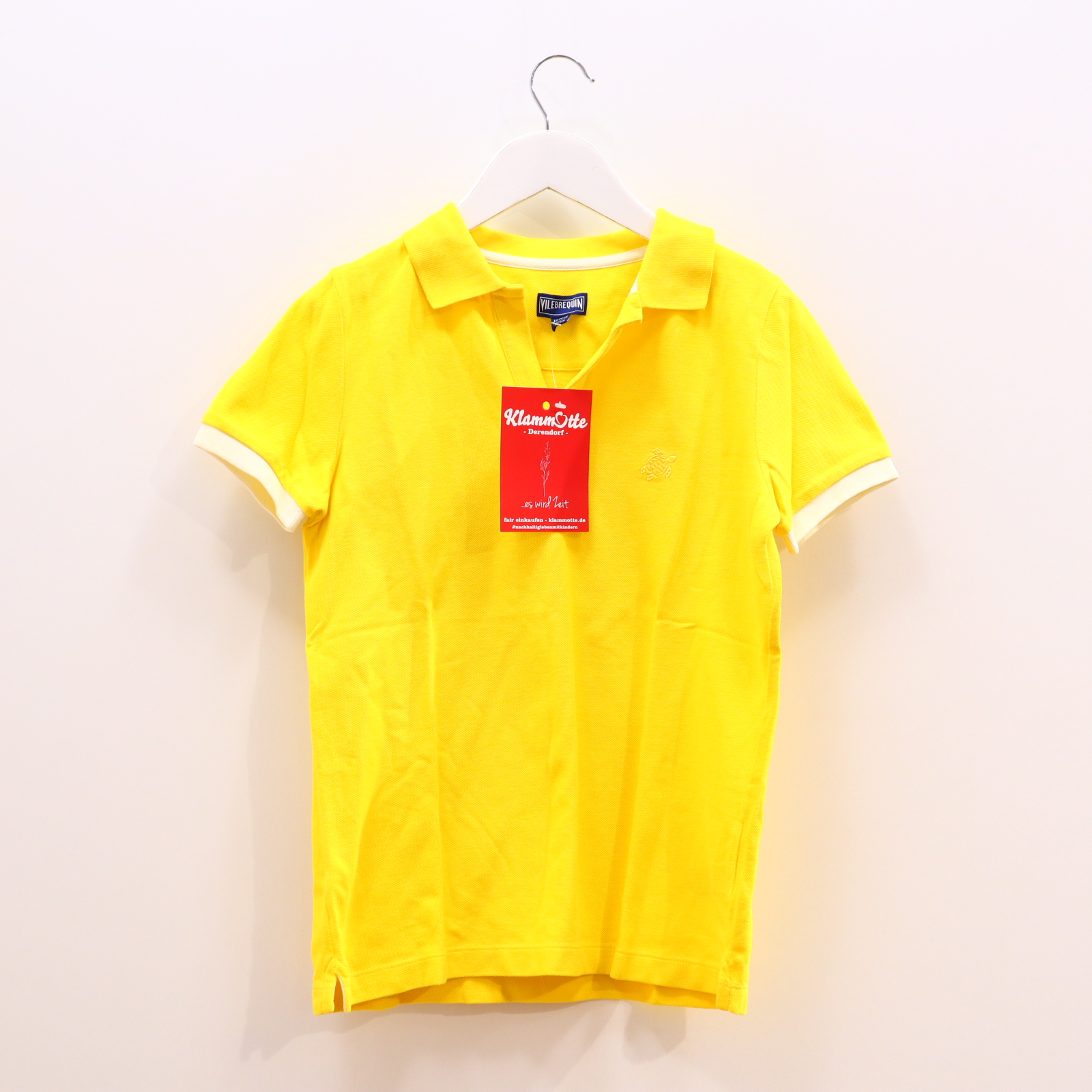 Oberteil VILEBREQUIN Gr. 152 kurzarm Shirt gelb Baumwolle/Pique Logo/Stickerrei Polo