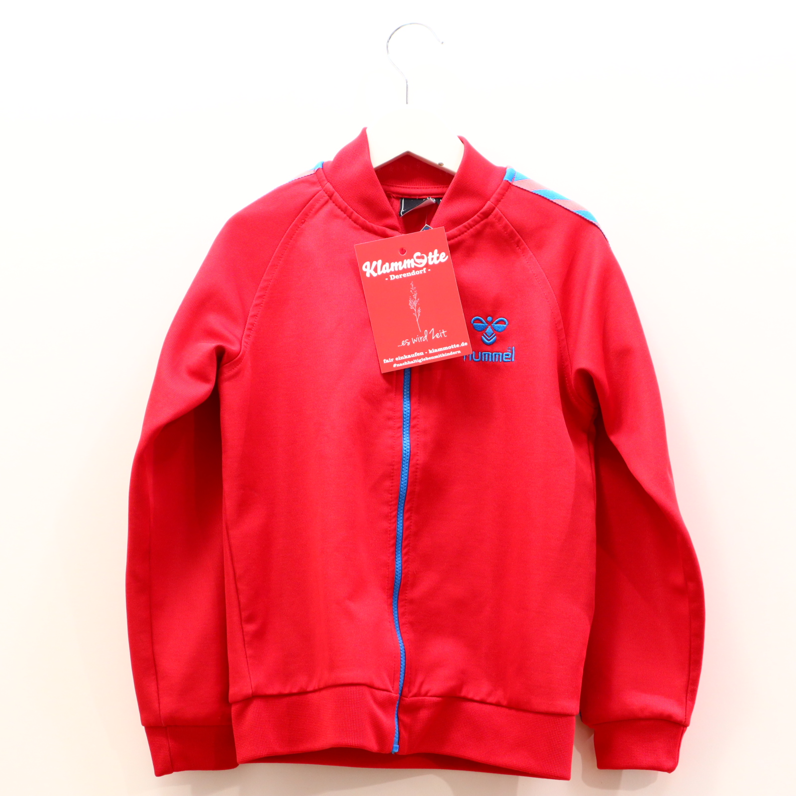 Oberteil hummel 122 rot Borde/Logo/Stickerei Trainingsjacke Baumwolle/Polyester