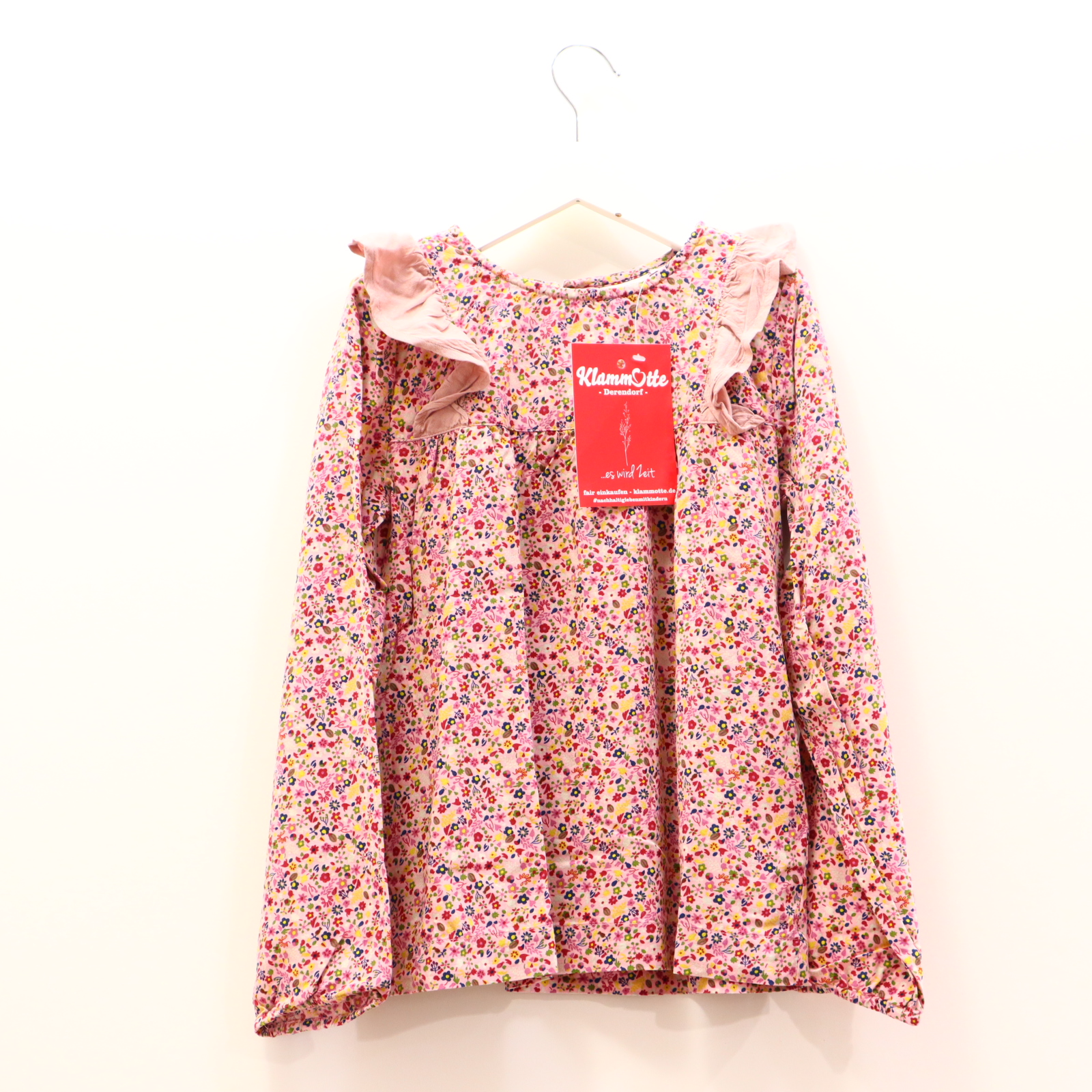 Oberteil NOA NOA miniature 134 bunt/rosa Alloverprint/Blumen/Volants kurzarm Nylon/Viskose