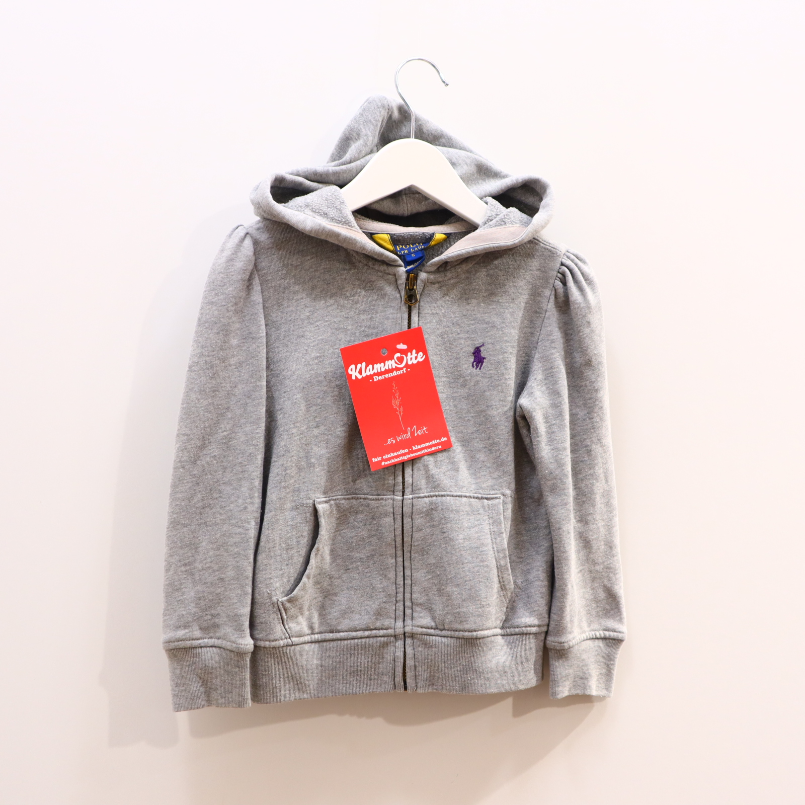 Oberteil RALPH LAUREN 110 grau Logo/melange/Stickerei Kapuzenjacke Bio-Baumwolle/Polyester