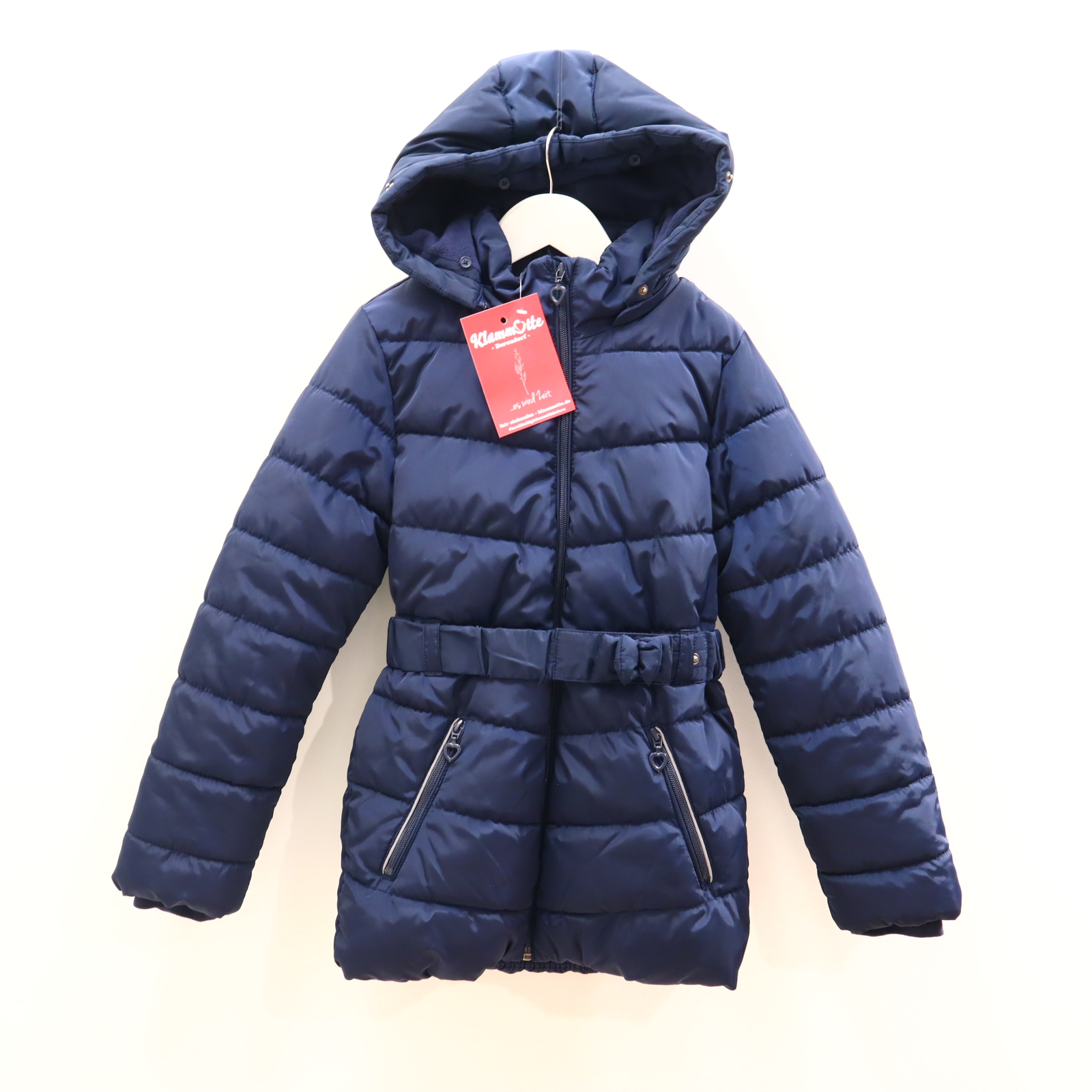 Jacke S.OLIVER Steppmantel 140 blau Herbst/Winter Applikation/Logo abnehmb. Kapuze/Fleecefutter Kapuzenbesatz fehlt