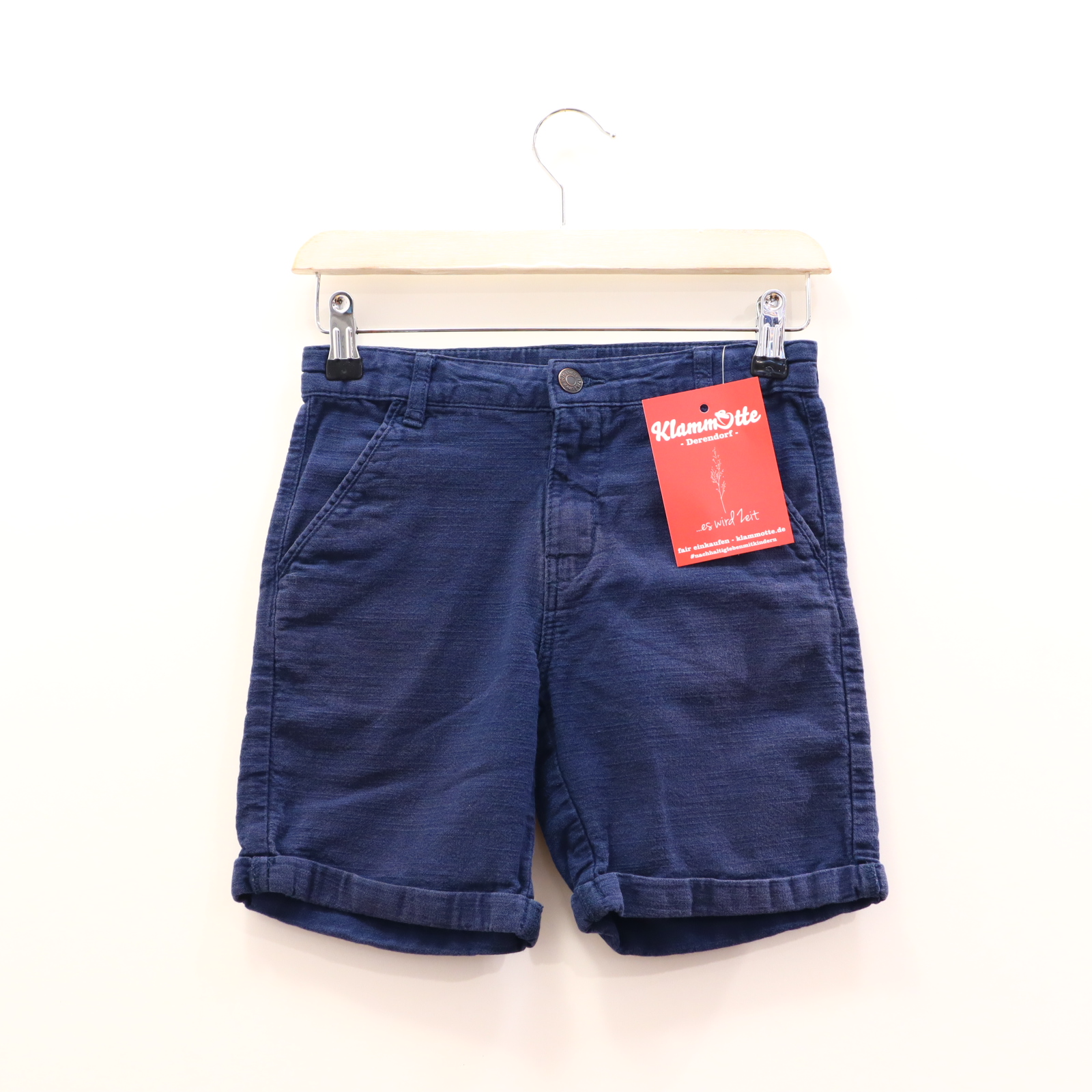 Hose HEMA 134/140 Short blau Druckknopf/Reißverschluß/verstellb. Bund Baumwolle