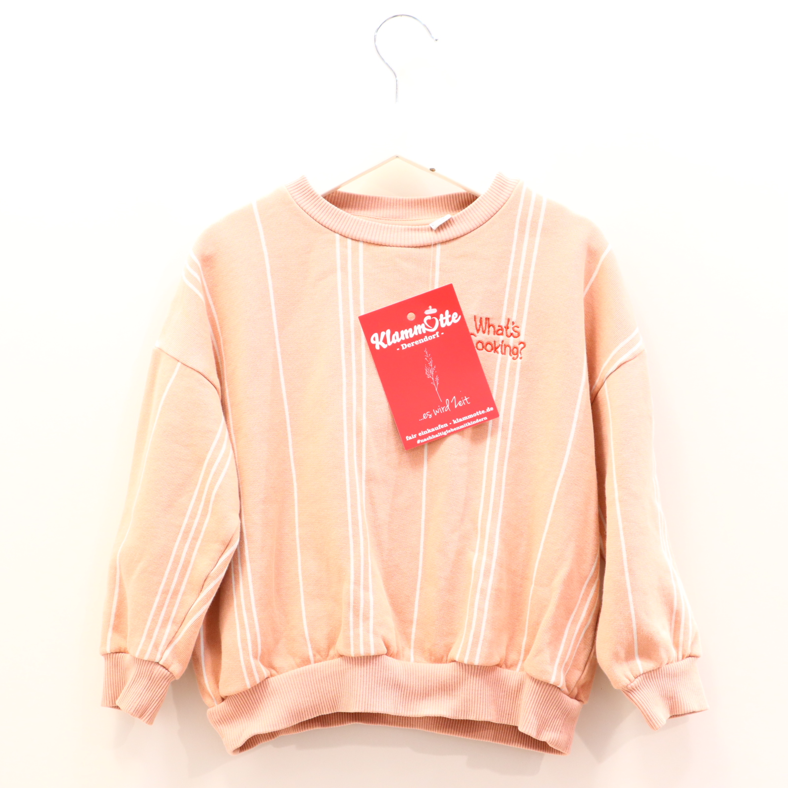 Oberteil mini rodini 104/110 rosa gestreift/Stickerei Sweatshirt Baumwolle