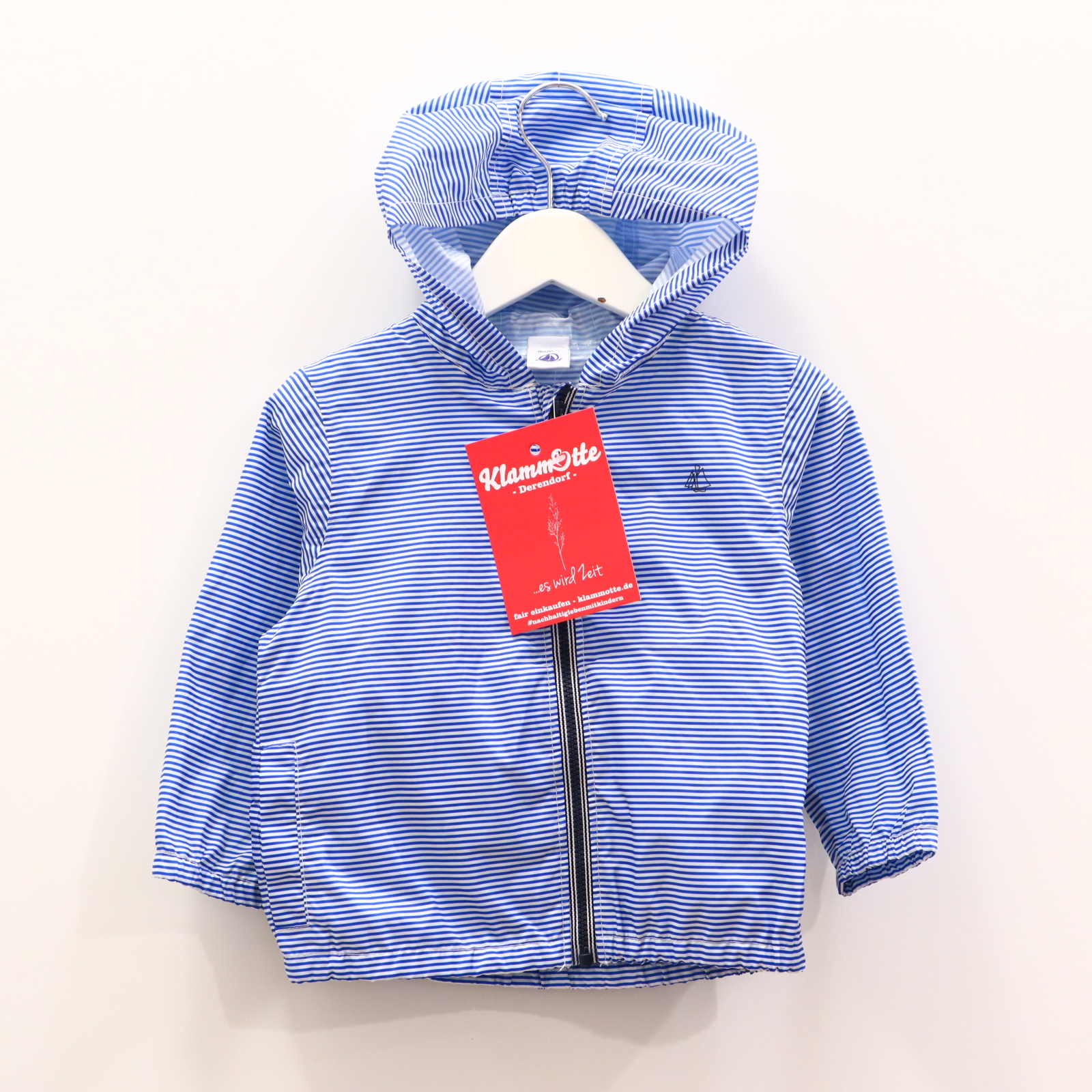 Jacken & Overalls PETIT BATEAU Regenjacke/Windjacke 80 blau/weiß gestreift/Logo/Print Polyester