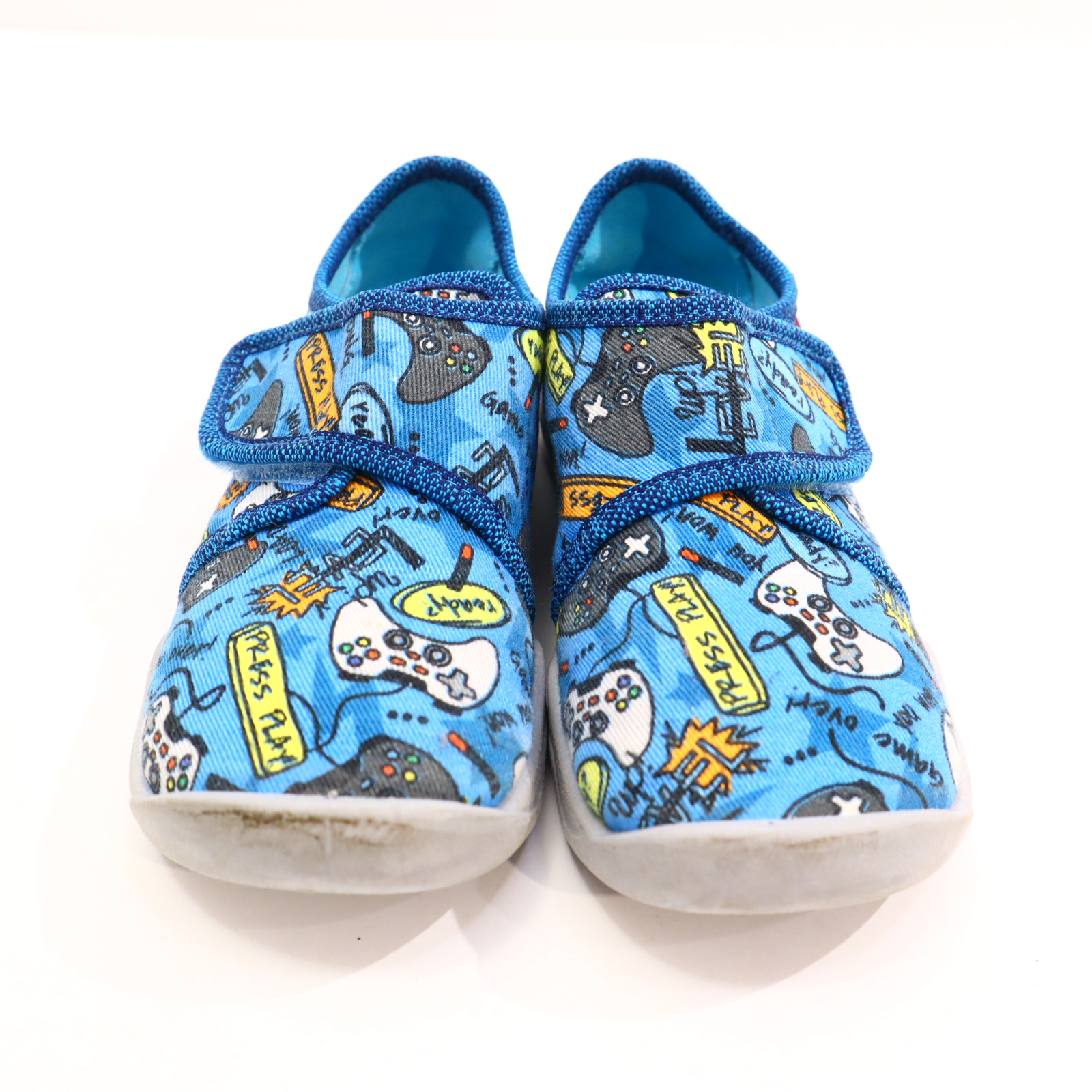 Hausschuhe/Wasserschuhe SuperFit 29 blau/bunt Klett/Pantoffel Canvas