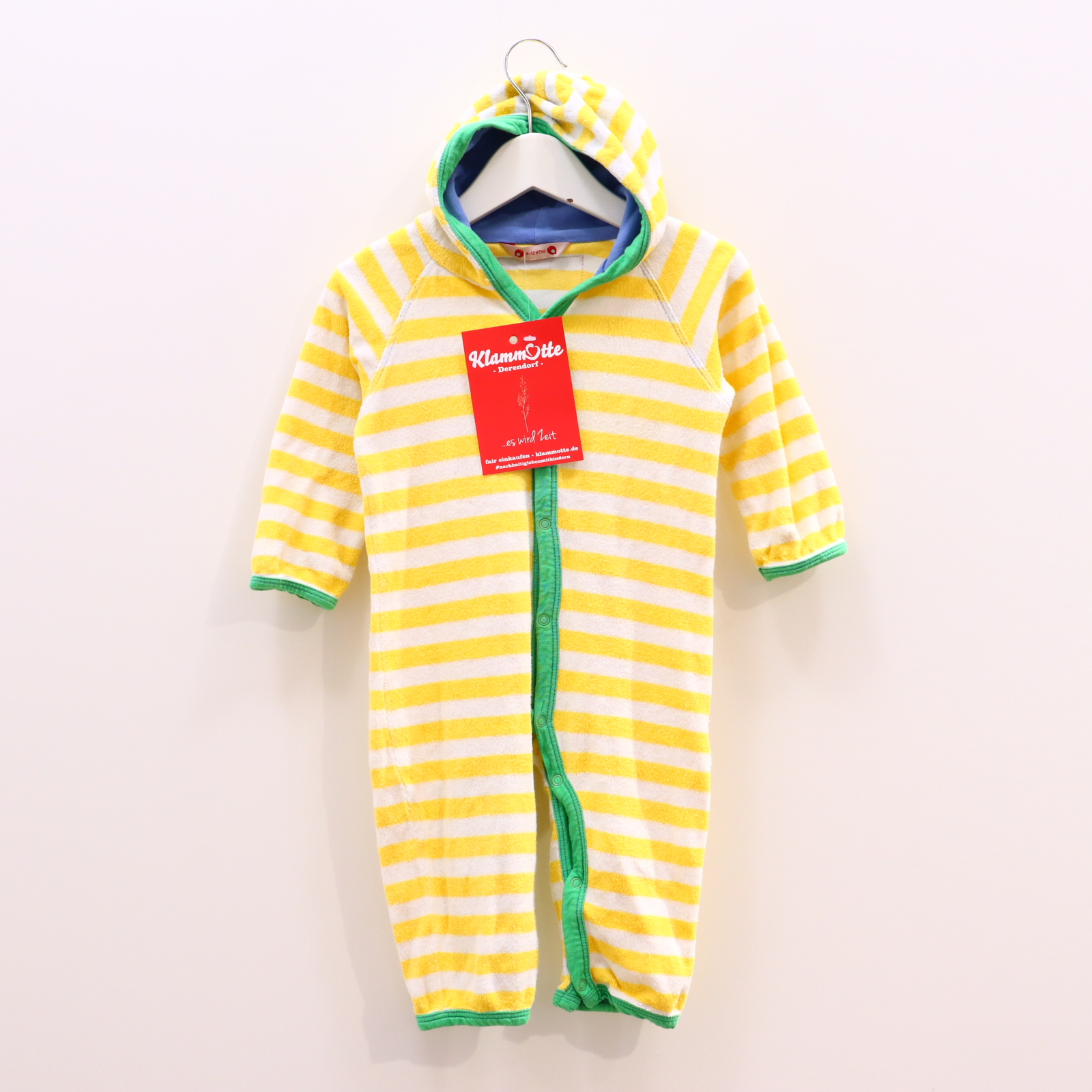 Bademode piccalilly Bio-Baumwolle/Frottee Gr. 74/Gr. 80 gelb/grün/weiß gestreift Bade-Strand-Einteiler