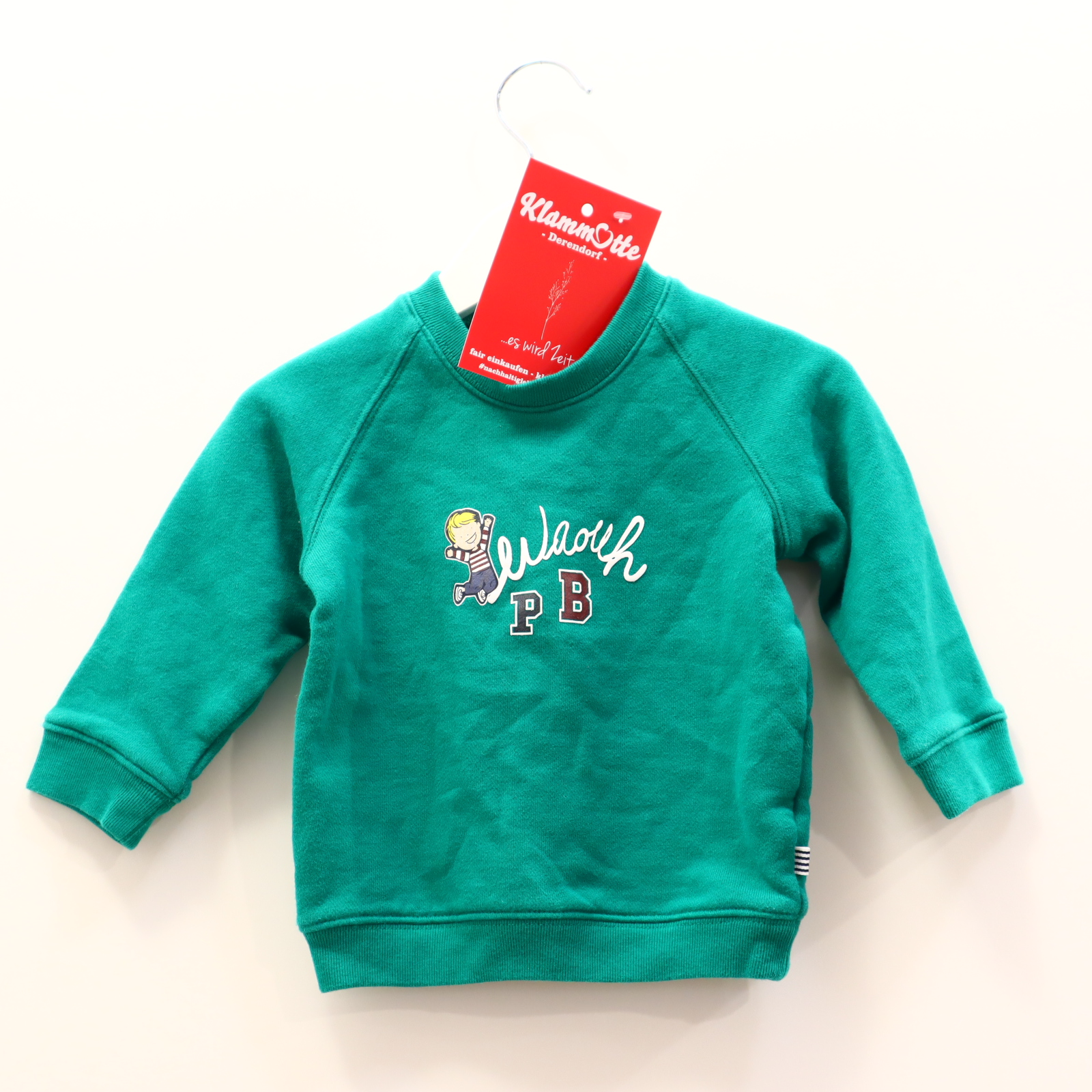 Oberteil PETIT BATEAU 74 grün Print Sweatshirt Baumwolle