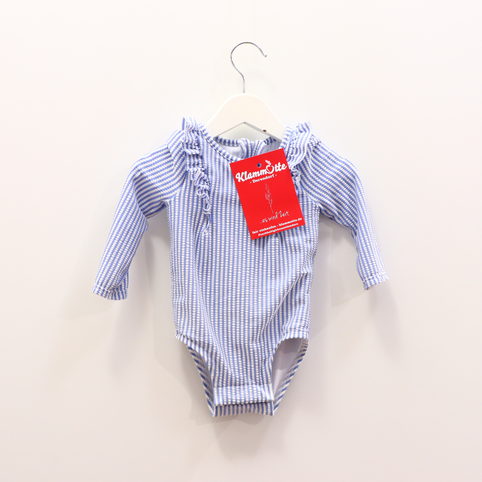 Bademode GAP Elasthan/Nylon/Polyester Gr. 68/Gr. 74 weiß/hellblau Volants/Seersucker Druckknöpfe im Schritt