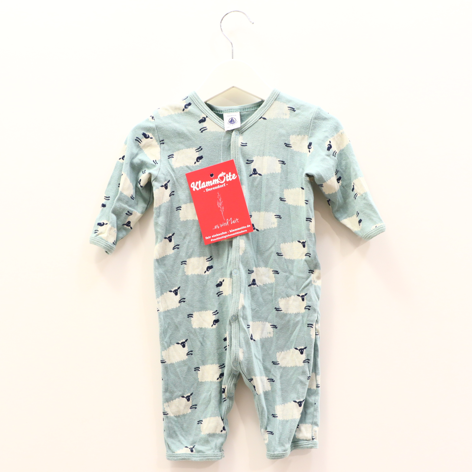 Oberteil PETIT BATEAU 68 salbei Alloverprint Schlafeinteiler ohne Fuß
