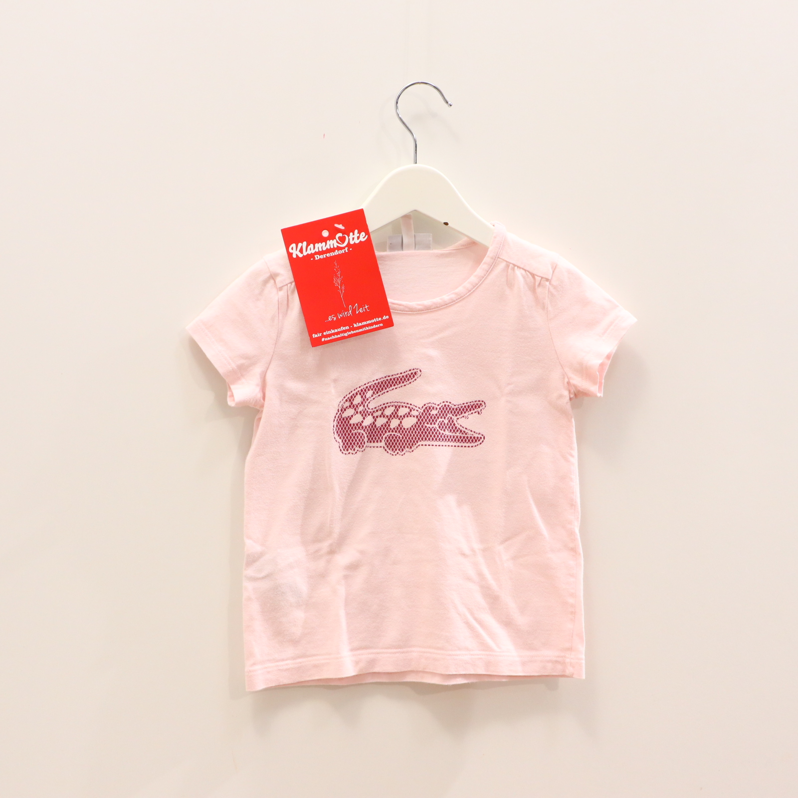 Oberteil LACOSTE 104 rosa Logo/Print kurzarm Shirt Baumwolle