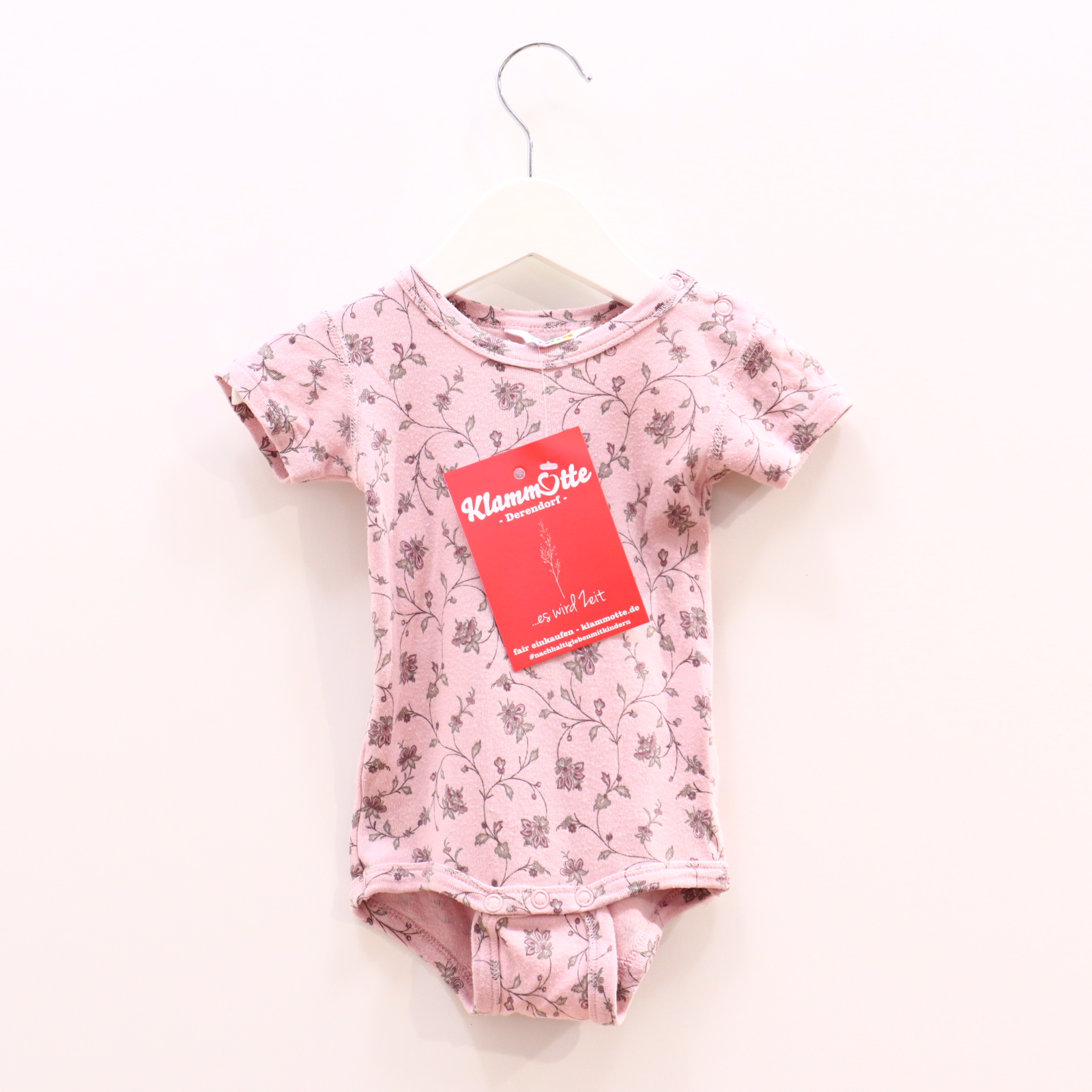 Body joha 68/74 rosa kurzarm Allover Print/Blumen Viskose