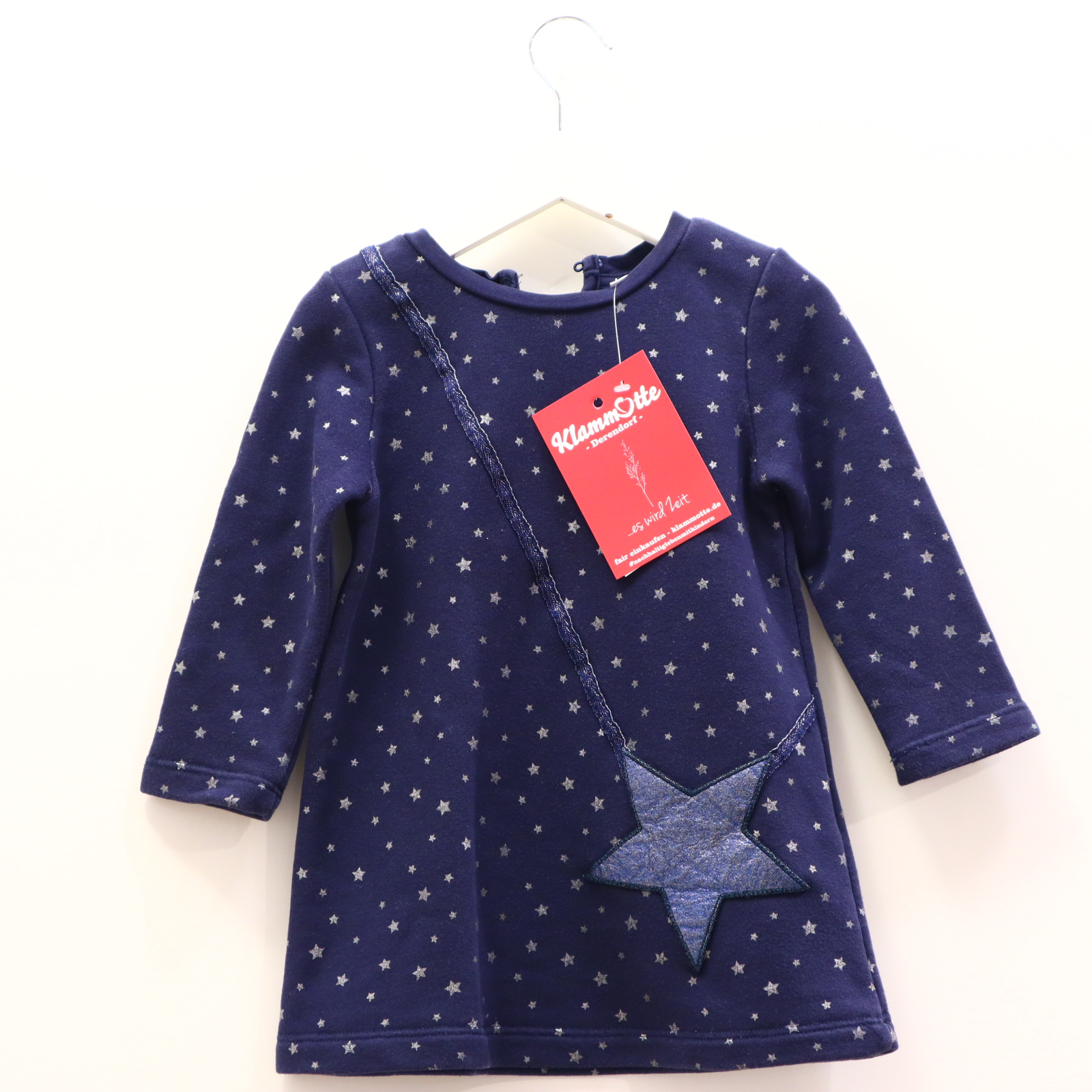 Kleider & Röcke Eisend/happy girls Sweatkleid 98 blau Alloverprint/Applikation/Sterne Baumwolle/Polyester Knopf