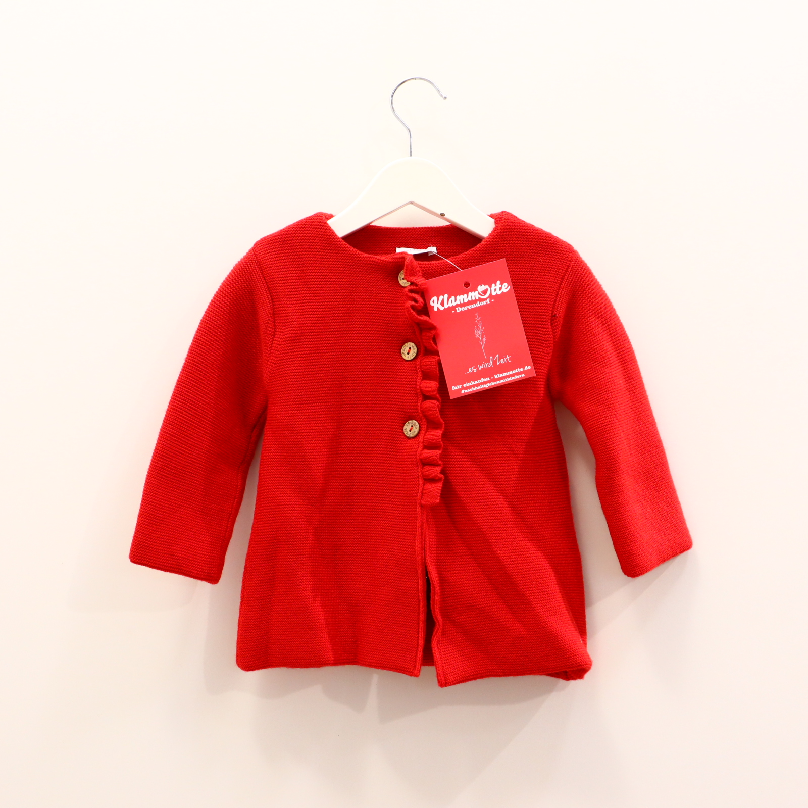 Oberteil wedoble 74 rot Rüsche Langjacke/Strickjacke Wolle