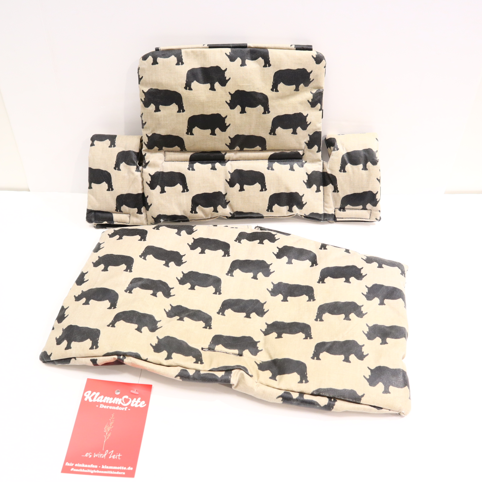 Hochstuhl UKJE für Tripp Trapp grau/schwarz abwaschbar/Baumwolle/beschichtet Sitz- u. Rückenkissen