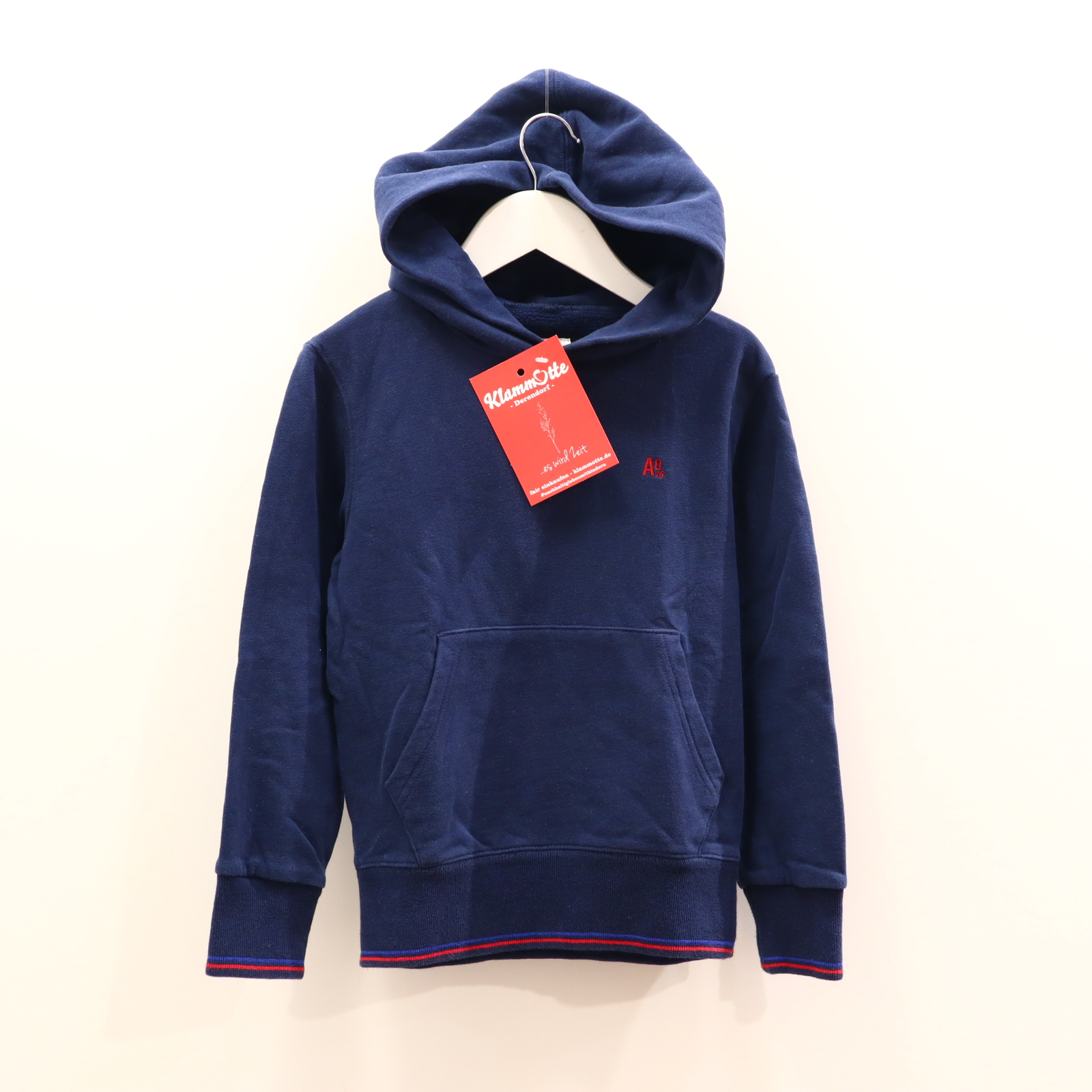 Oberteil american outfitters Gr. 128 Kapuzenpullover blau recyclte Baumwolle Logo/Stickerrei