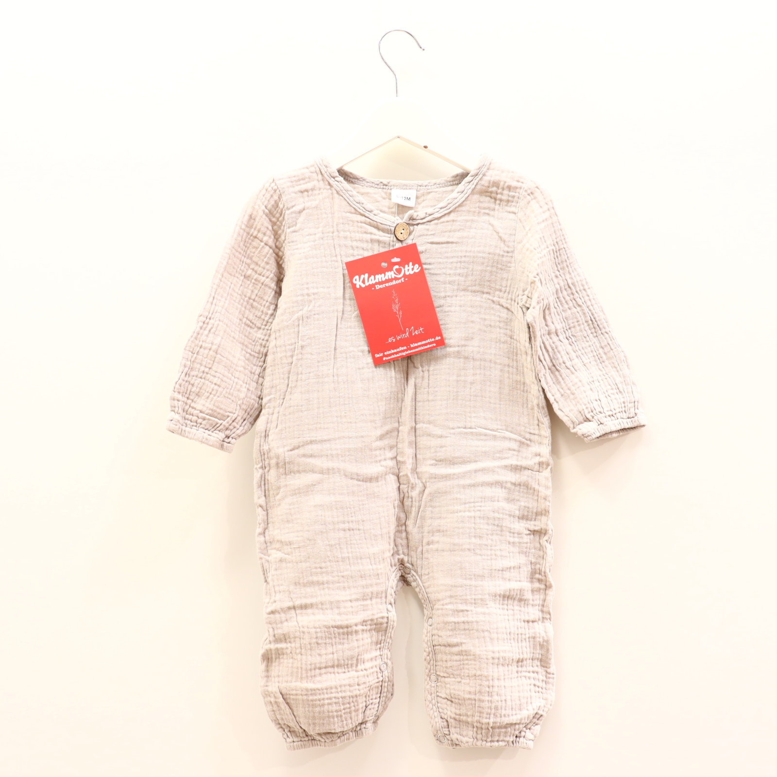 Hosen & Strampler 74/80 grau Einteiler ohne Fuß/Overall Musselin Druckknöpfe im Schritt/Knopfleiste Frühjahr/Sommer