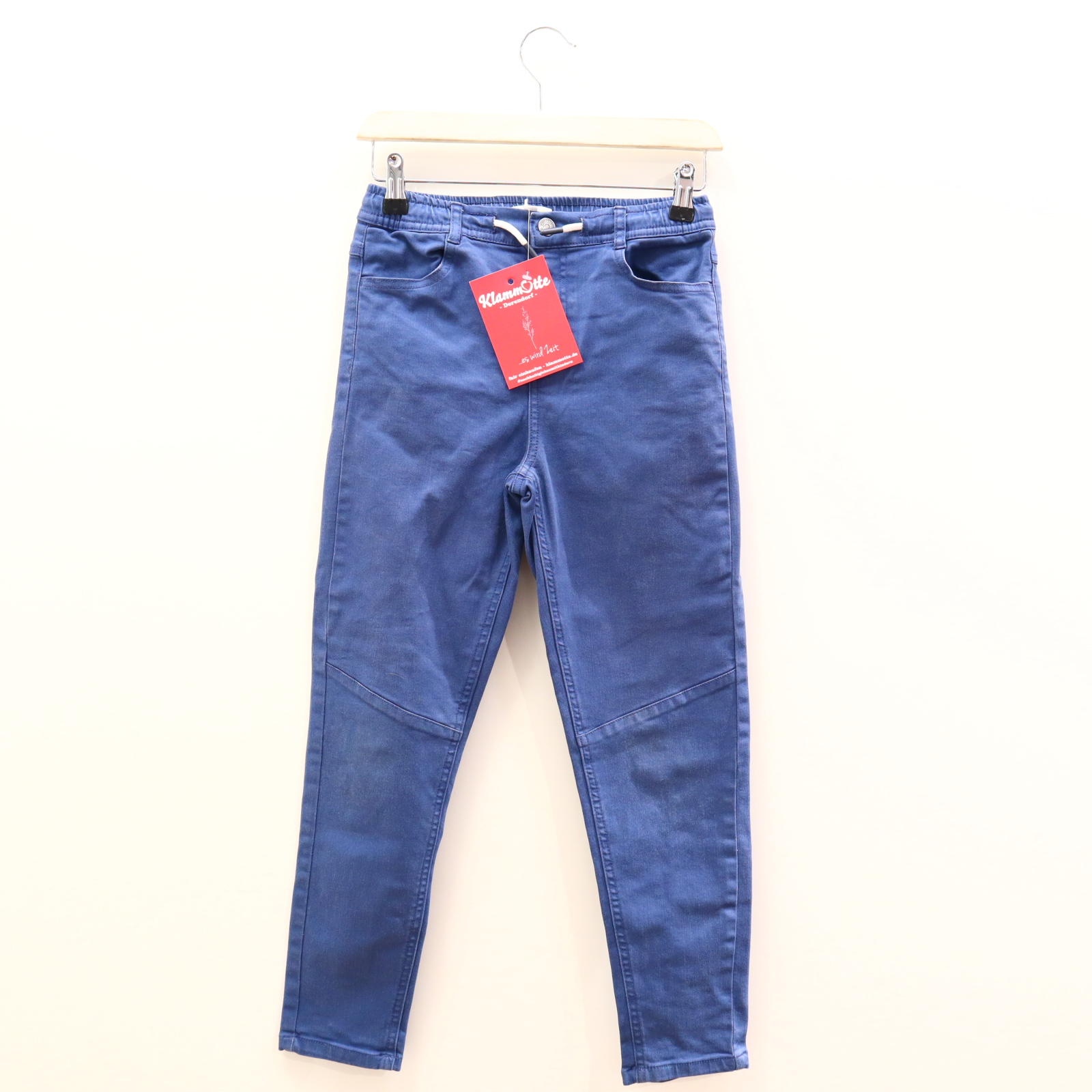 Hose VertBaudet 140 blau Knopf/Kordelzug/Reißverschluß/verstellb. Bund Baumwolle/Elasthan/Twill