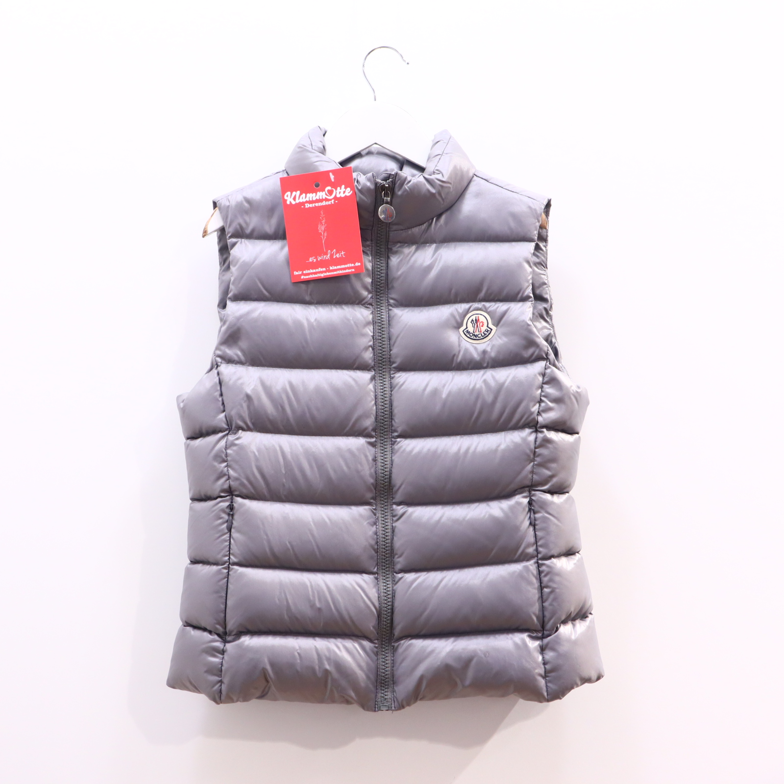 Jacke MONCLER Steppweste 152 Daunen/Federn grau Applikation/Logo