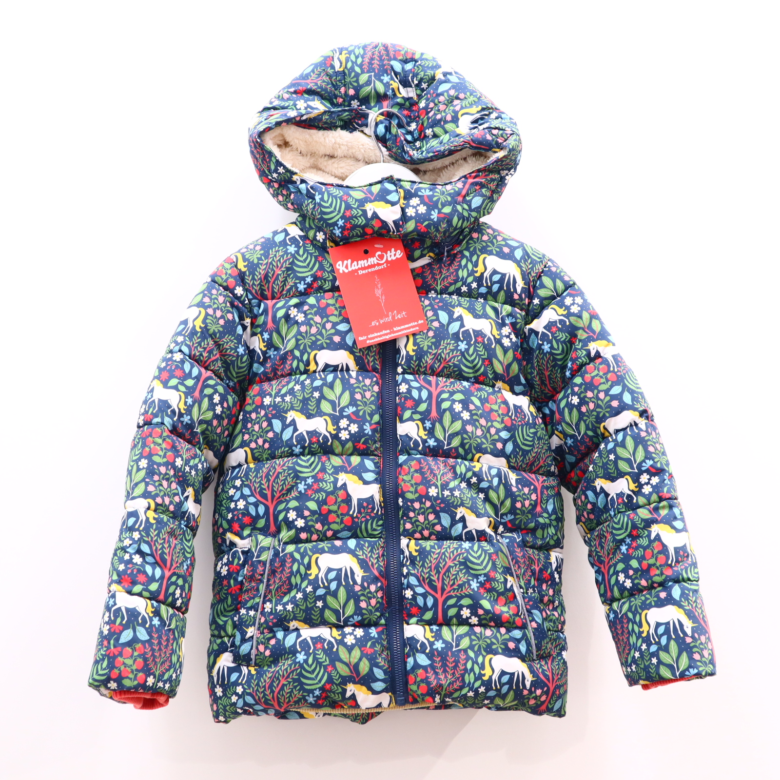 Jacke mini Boden Anorak/Steppjacke 122 bunt/grün Herbst/Winter Alloverprint/Blumen abnehmb. Kapuze/Teddyfutter