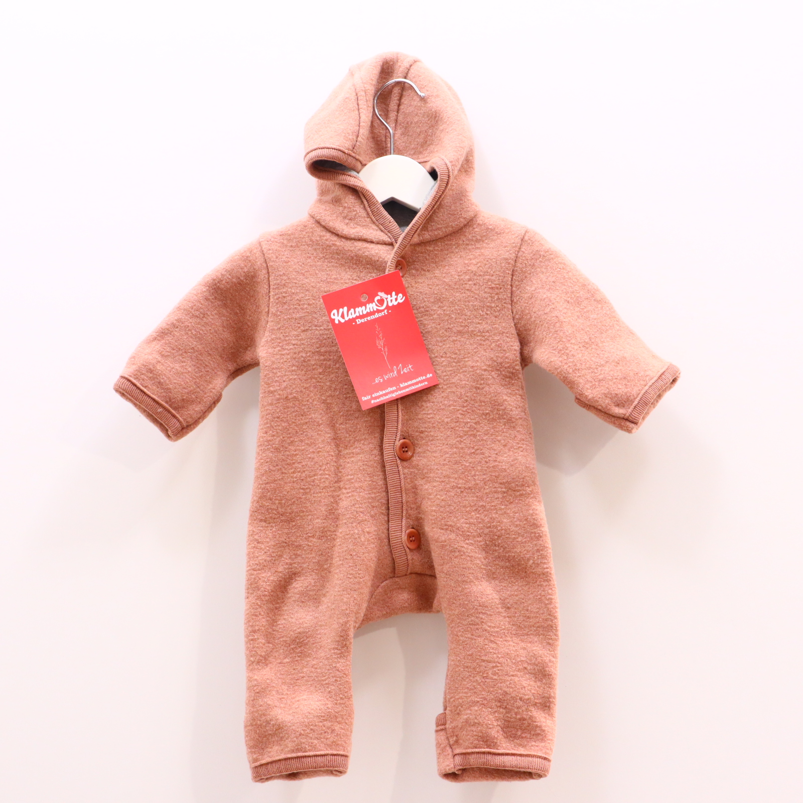 Jacken & Overalls disana Wollwalkoverall 50/56 rosa Jersey-Kapuzenfutter/Wendebündchen melange kl. Materialfehler Biobaumwolle/Schurwolle