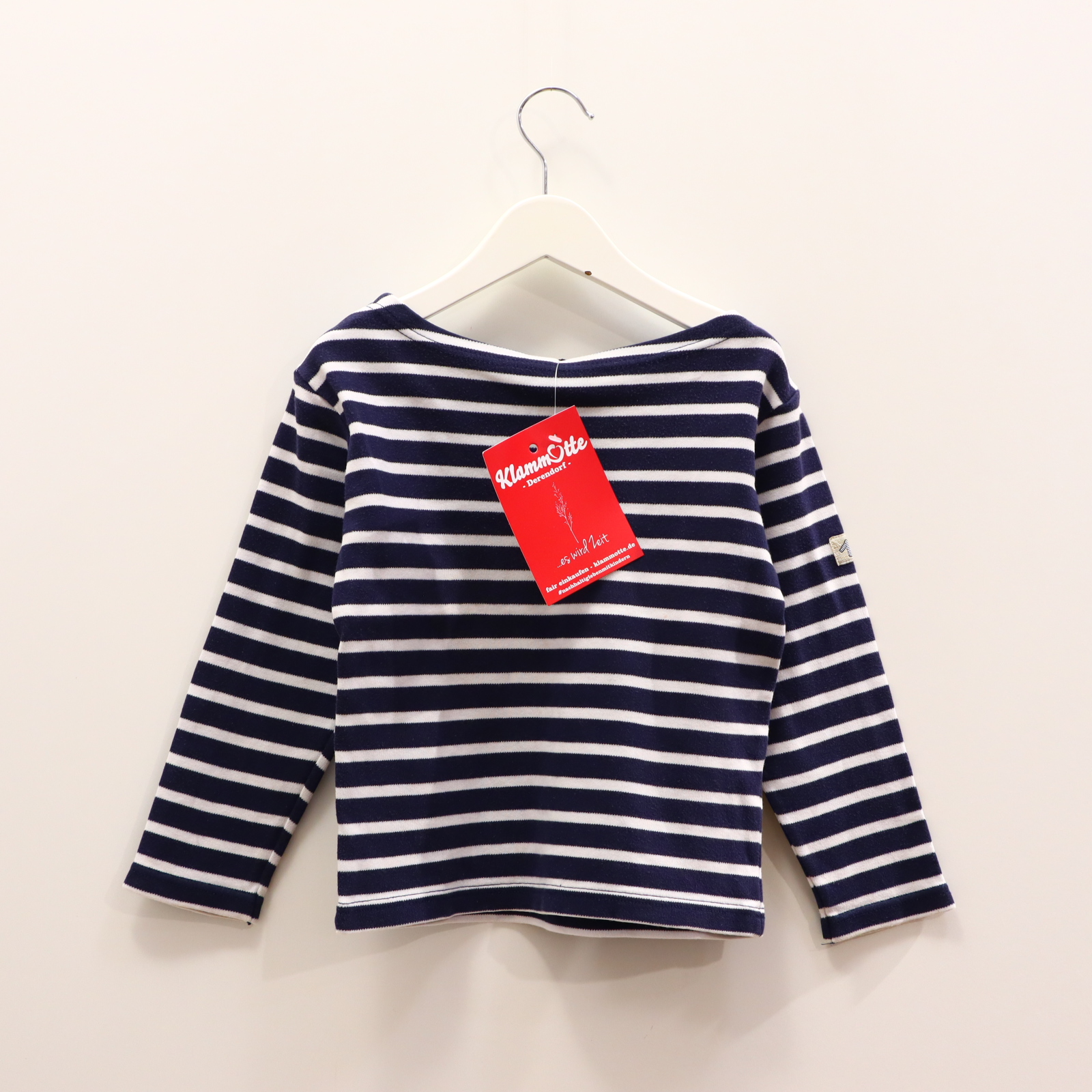 Oberteil Armor-kids Gr. 116 langarm Shirt blau/weiß Baumwolle/Interlock Applikation/Logo U-Boot-Kragen