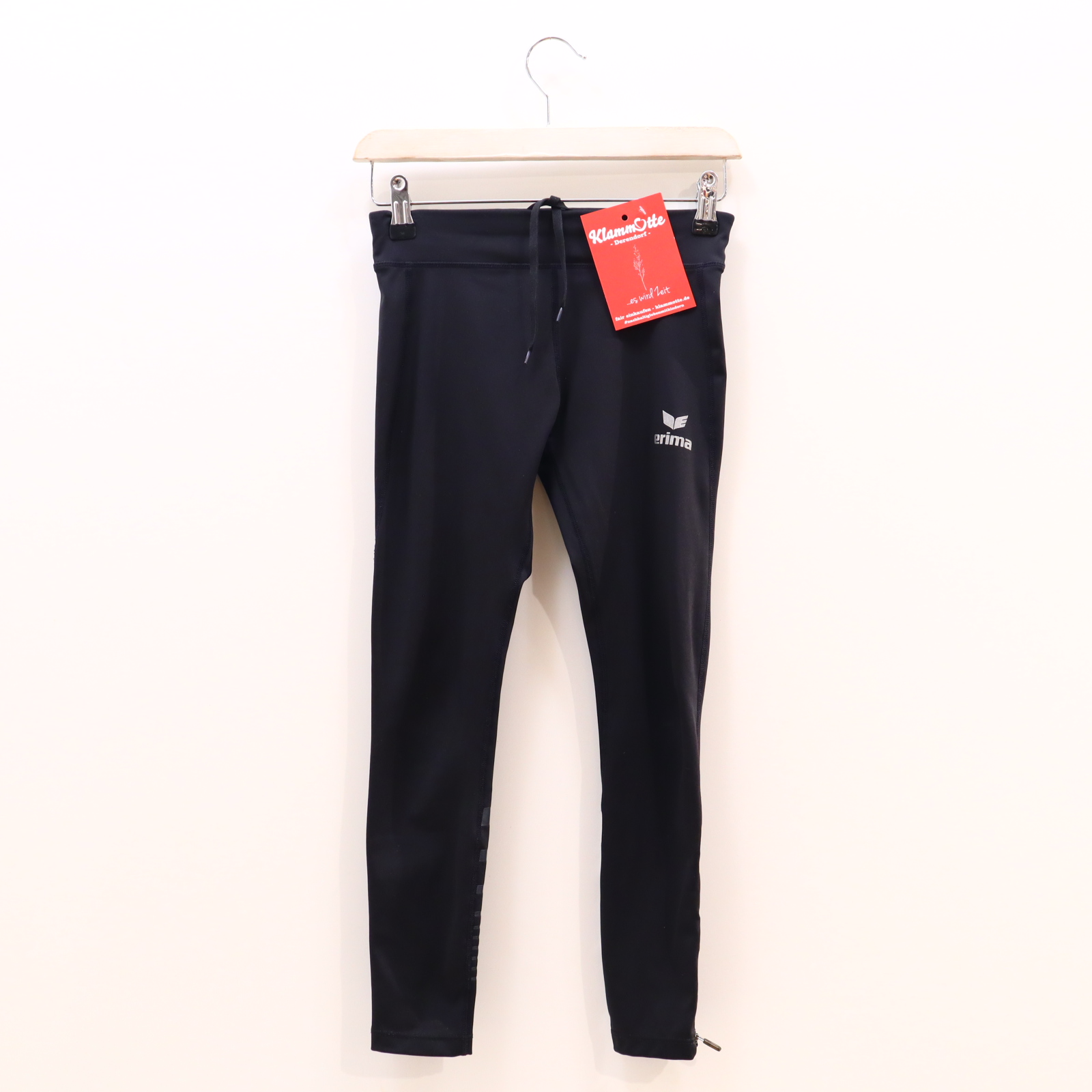 Hose Erima 140 Sporthose/Sporttight schwarz Logo/Print Gummibandzug/Kordelzug Elasthan/Polyester