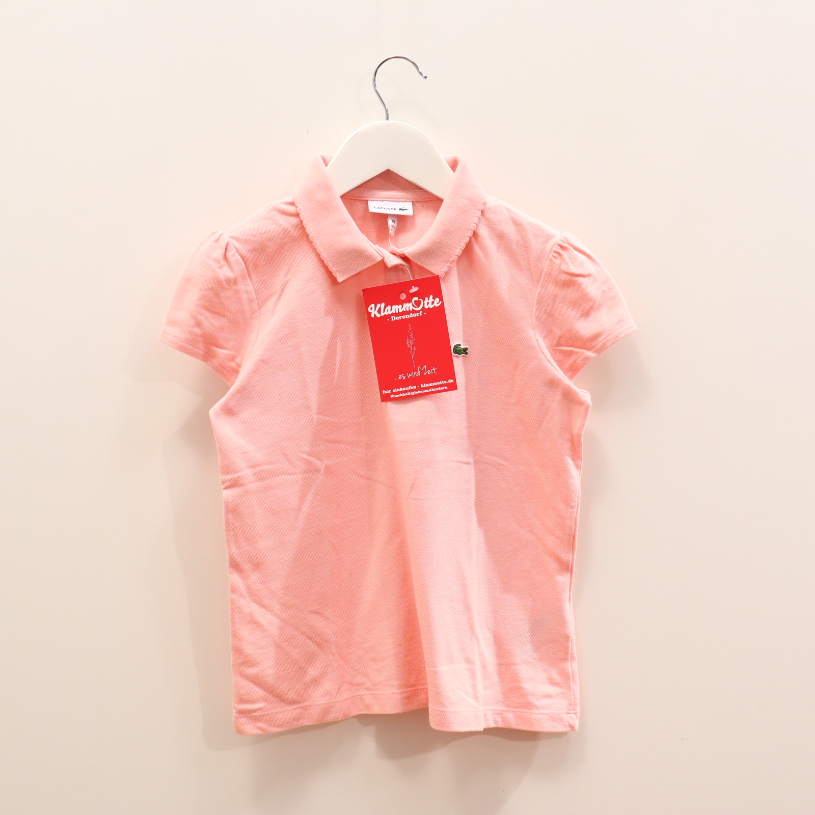 Oberteil LACOSTE 140 rosa Applikation/Logo kurzarm Shirt Baumwolle/Pique Polo