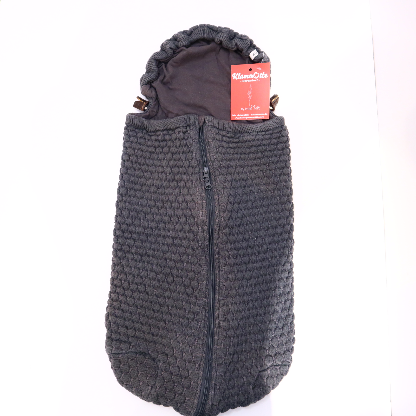 Fußsack JOOLZ grau Strick/Biobaumwolle Babyschale/Babywanne