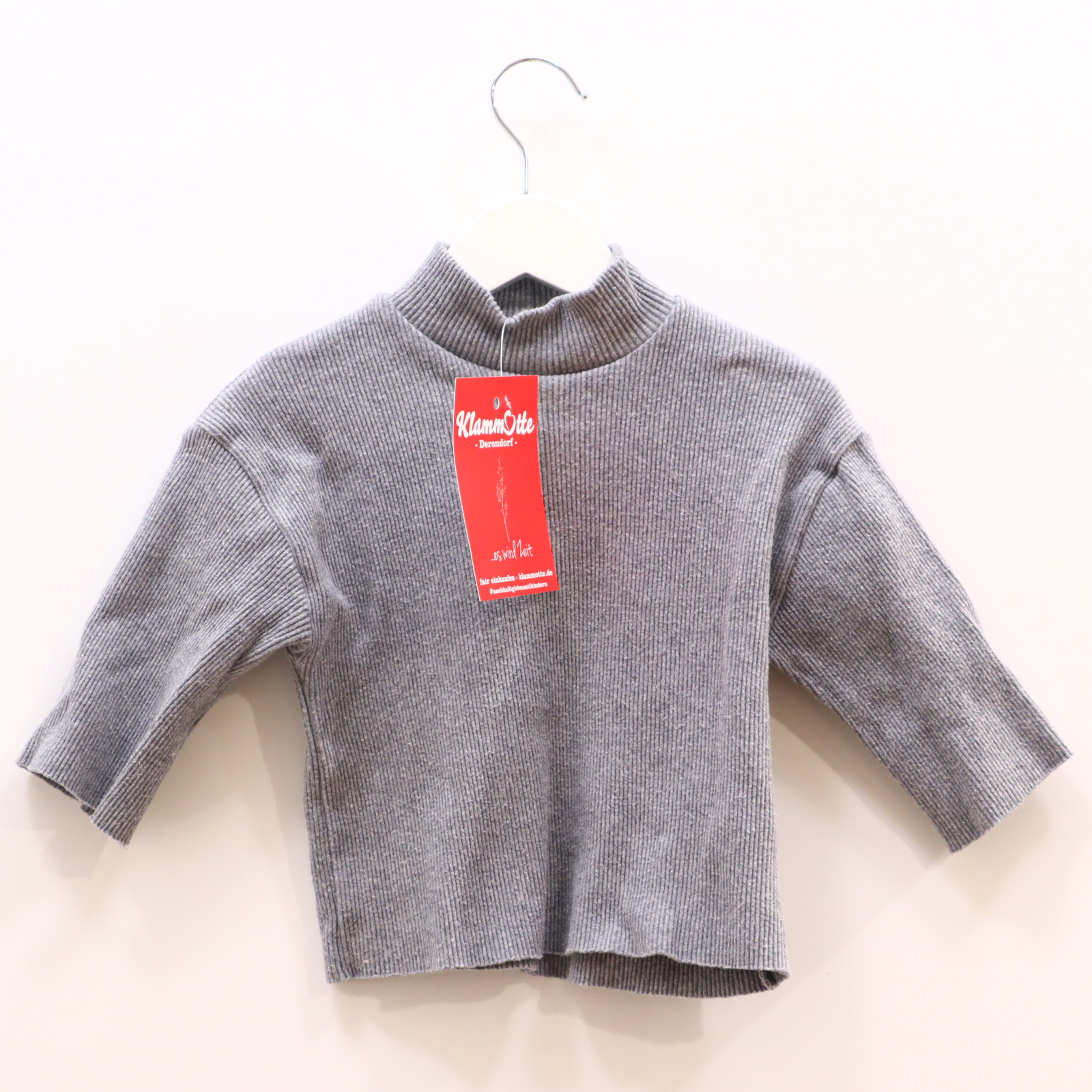 Oberteil cozmo 98 grau Rippstrick langarm Shirt Baumwolle/Elasthan Turtleneck