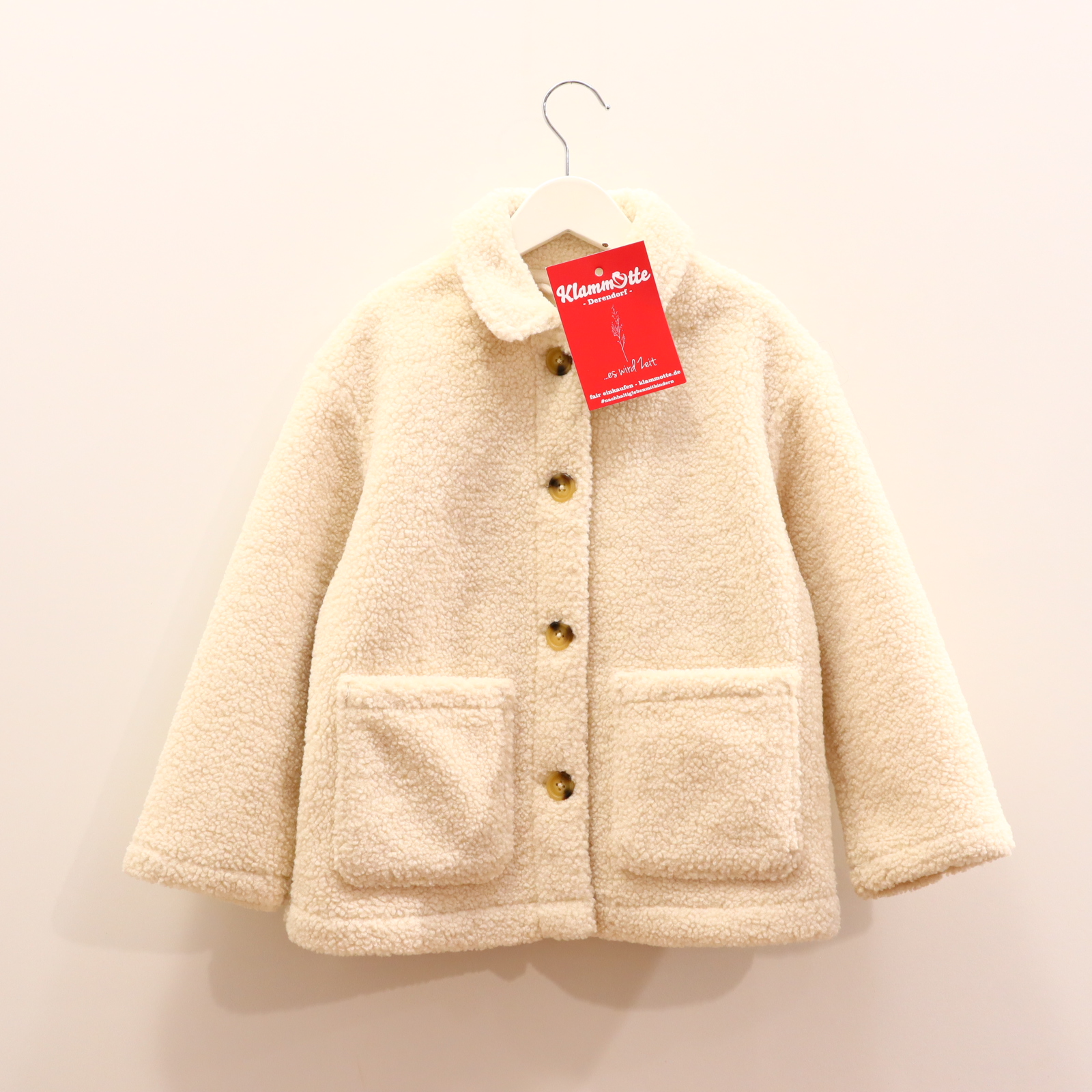 Jacke UNIQLO Mantel 110/116 weiß Übergang/Herbst Polyester/Sherpa