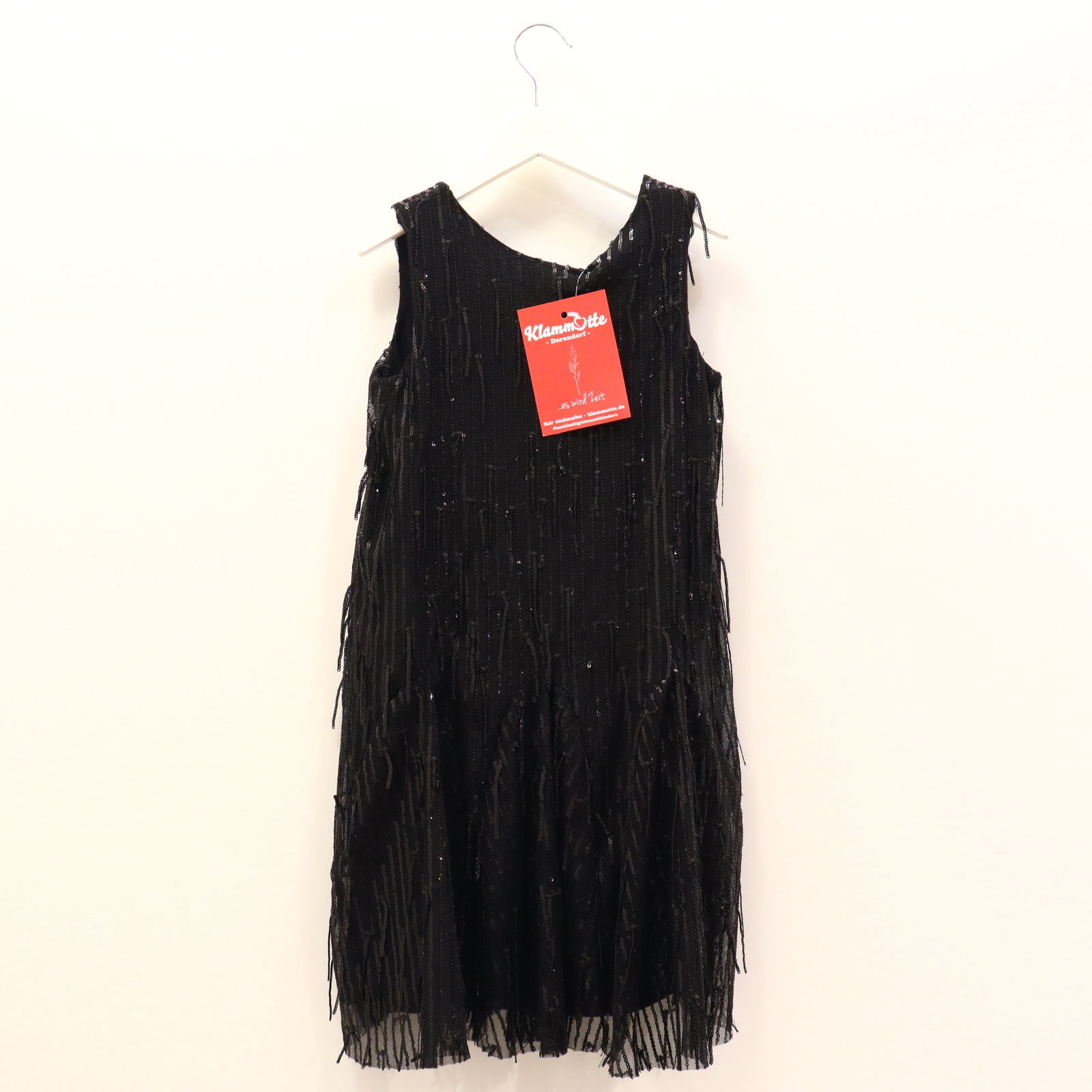 Kleider & Röcke ZARA Charlestonkleid/Patchworkkleid 128 schwarz Pailletten Polyester NEU!