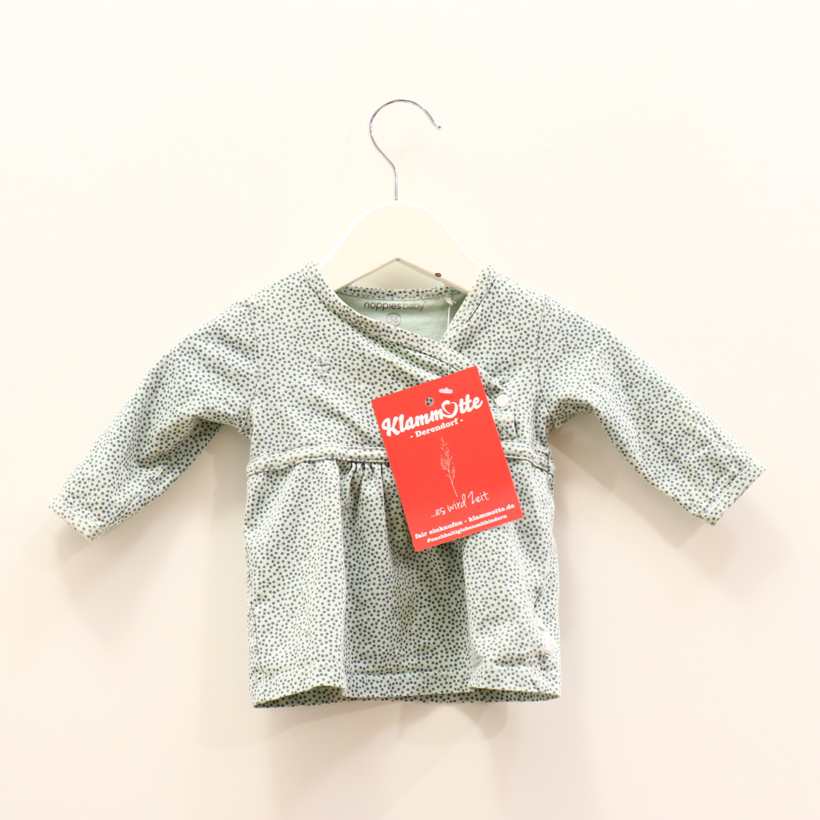 Oberteil noppies 56 salbei gepunktet langarm Shirt Bio-Baumwolle/Elasthan