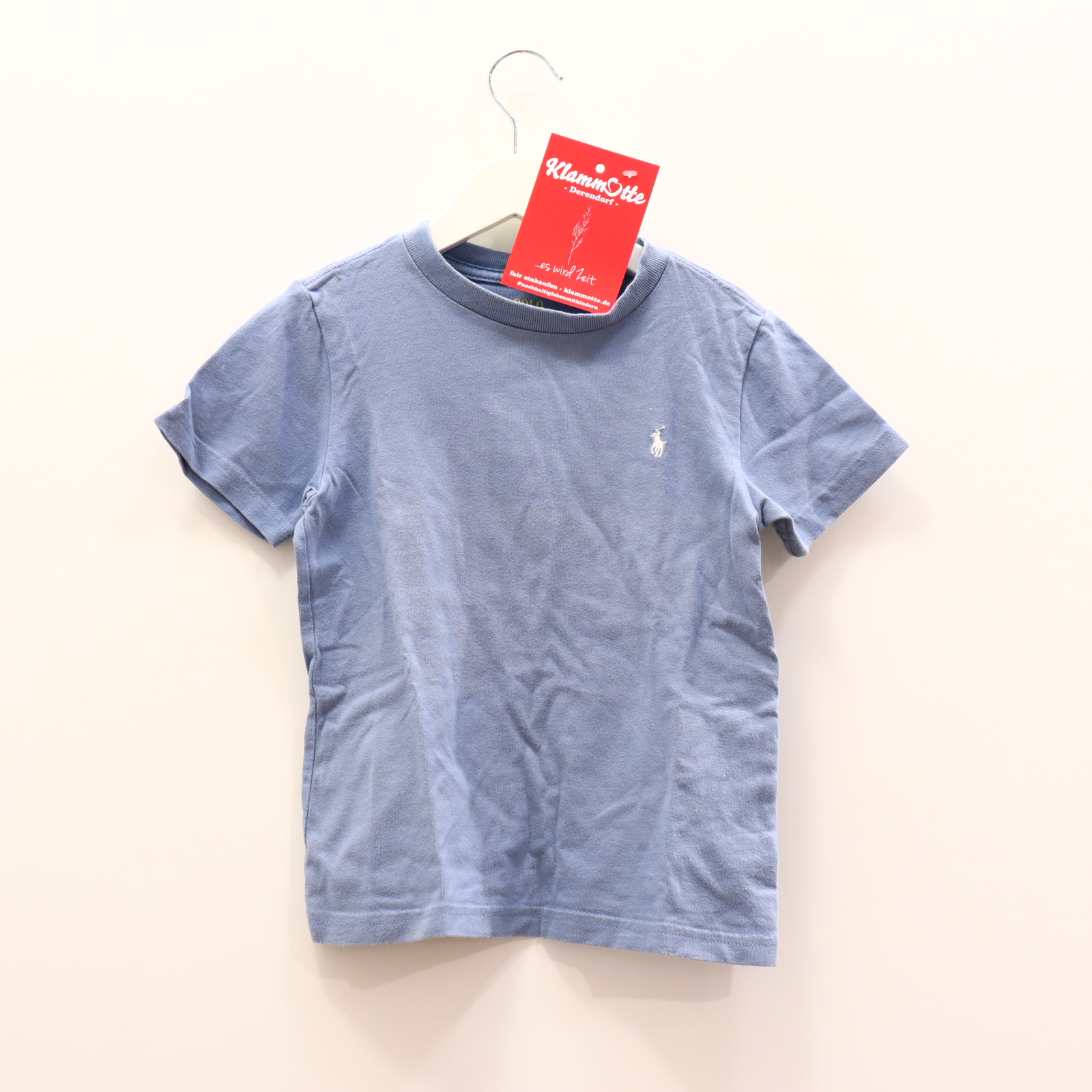 Oberteil RALPH LAUREN Gr. 104 kurzarm Shirt blau Baumwolle Logo/Stickerrei