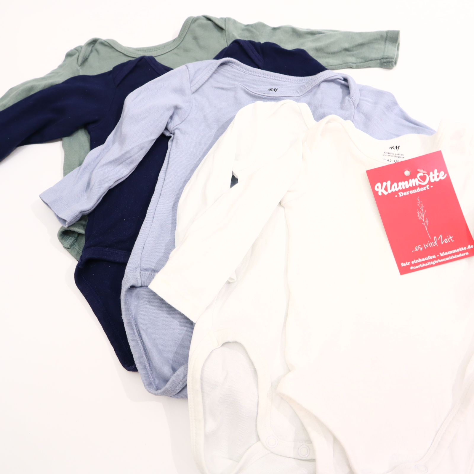 Body H&M 62 blau/hellblau/salbei/weiß langarm/Wickelbody/5er Set