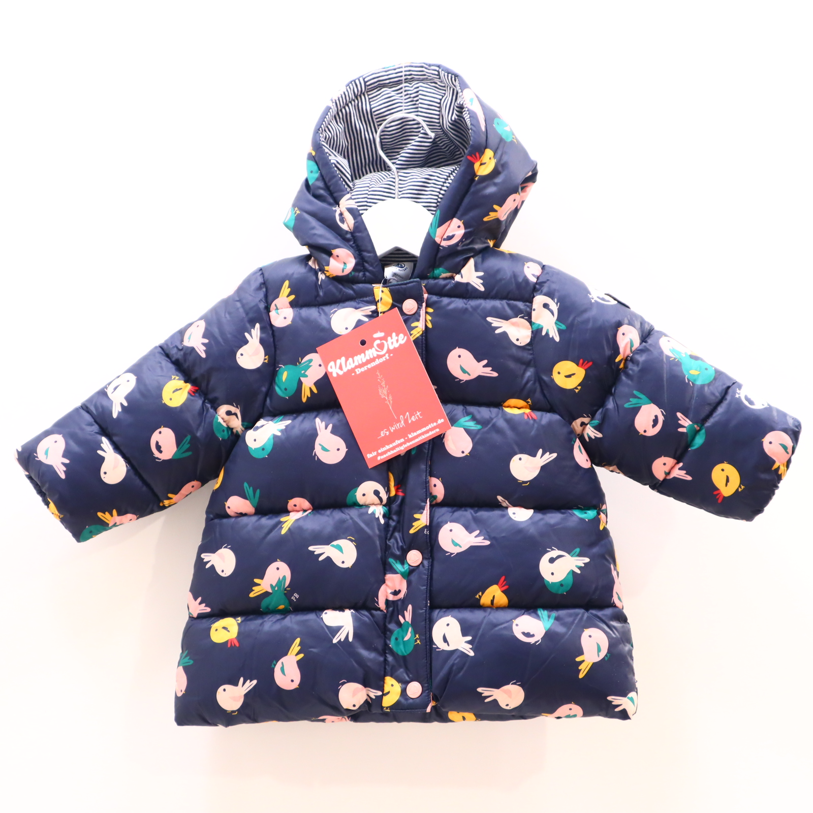 Jacken & Overalls PETIT BATEAU Steppjacke 74 blau Fleecefutter/Jersey-Kapuzenfutter Allover Print Herbst/Winter