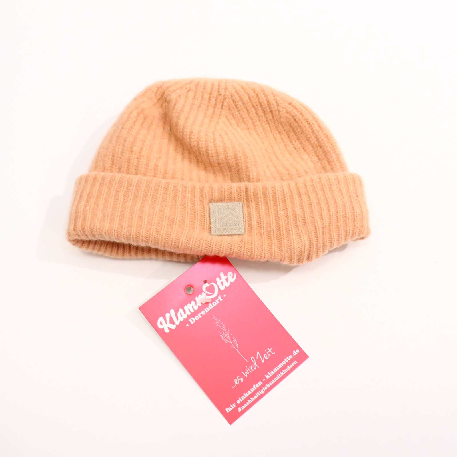 Oberteil LIEWOOD 110/116 apricot Applikation/Logo/melange/Rippstrick Beanie/Mütze Biobaumwolle/Wolle