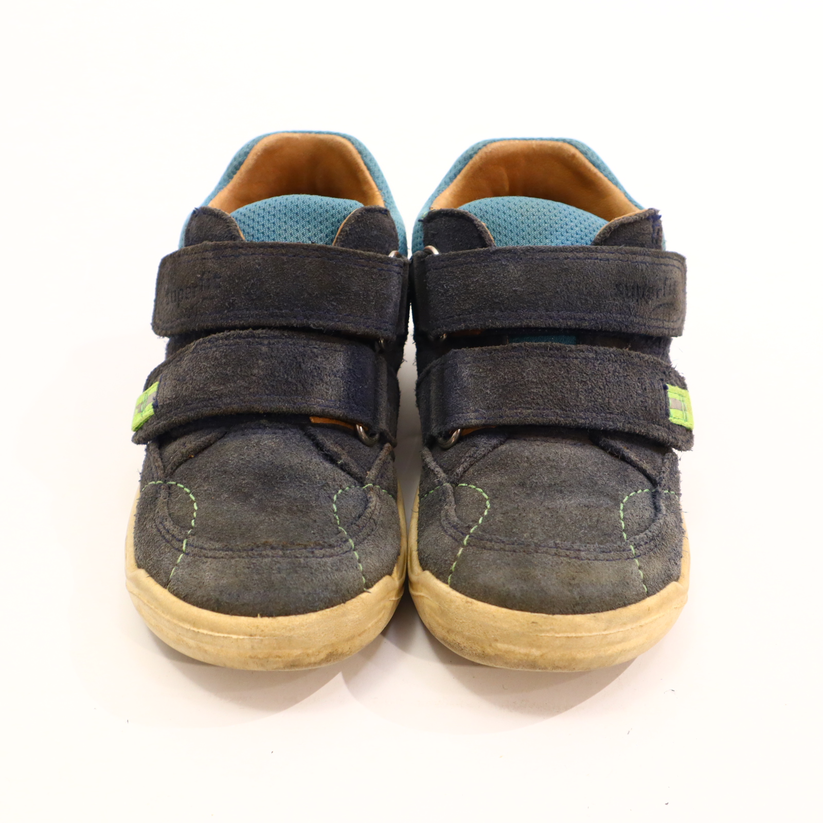 Halbschuhe SuperFit Klett 25 M blau Wildleder leichte gleichmäßige Ablaufspuren