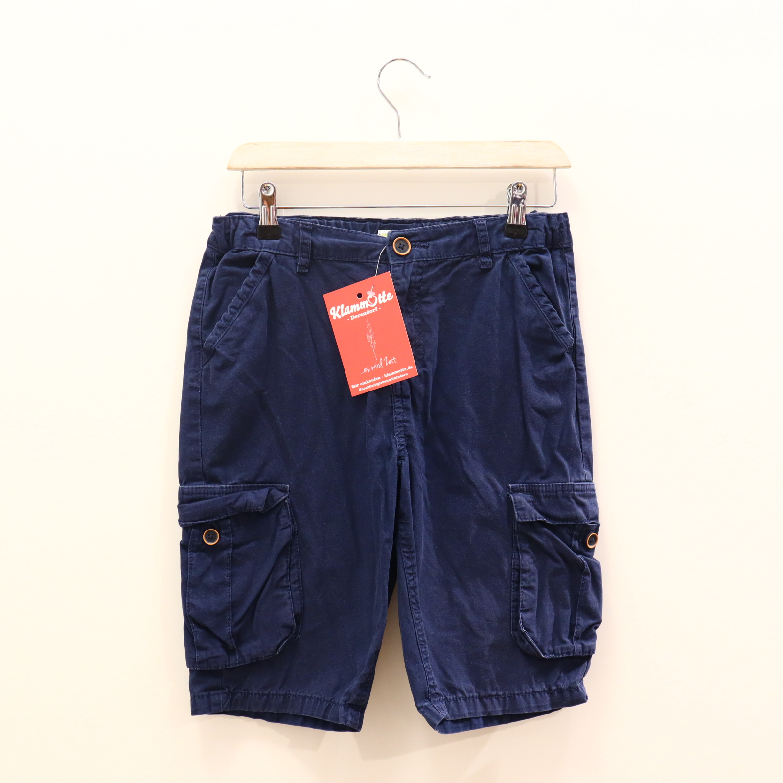 Hose VertBaudet 158/164 Cargo/Short blau Knopf/Reißverschluß/verstellb. Bund Baumwolle/Twill
