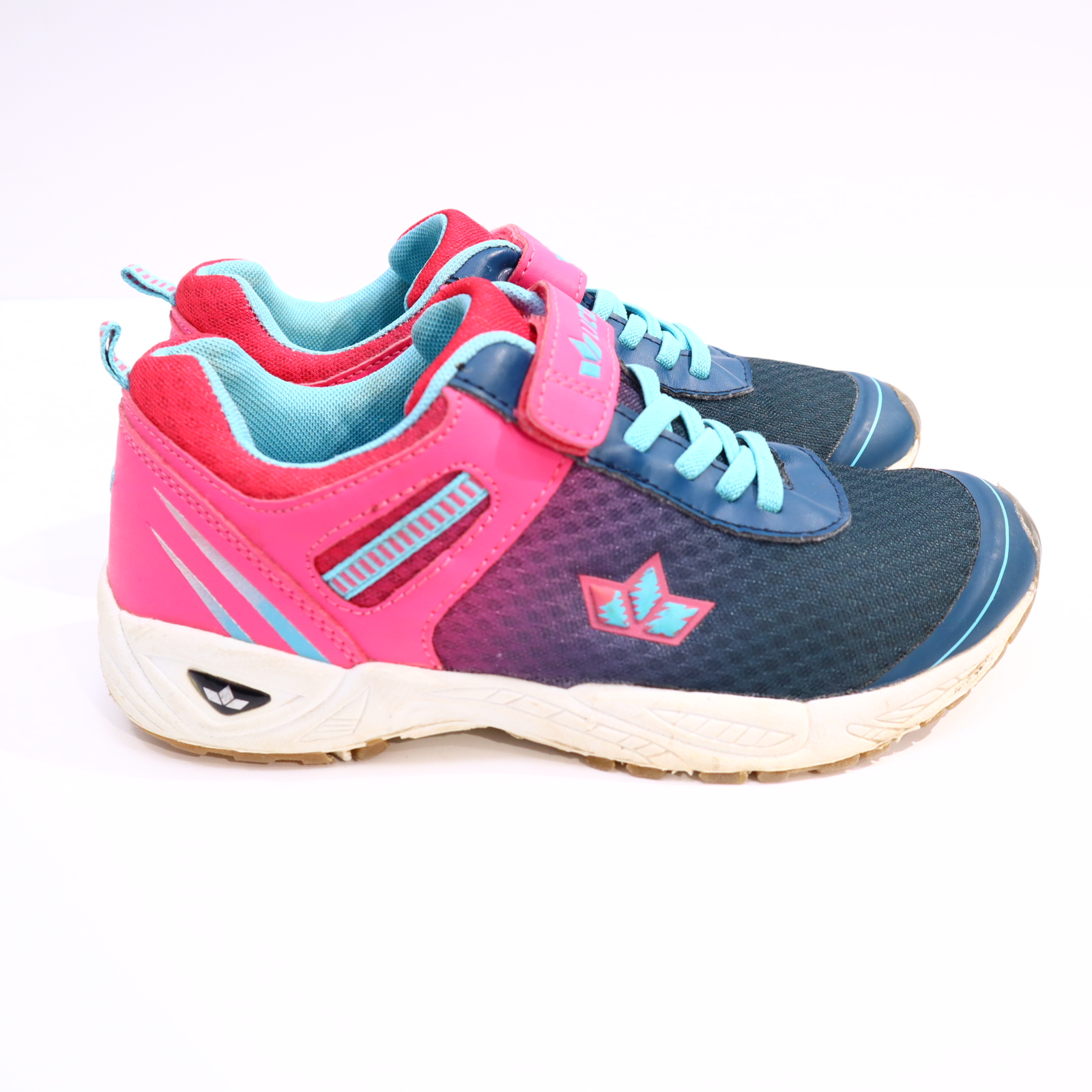 Sportschuh LICO 37 Hallenschuh petrol/pink/turkis Klett leichte gleichmäßige Ablaufspuren