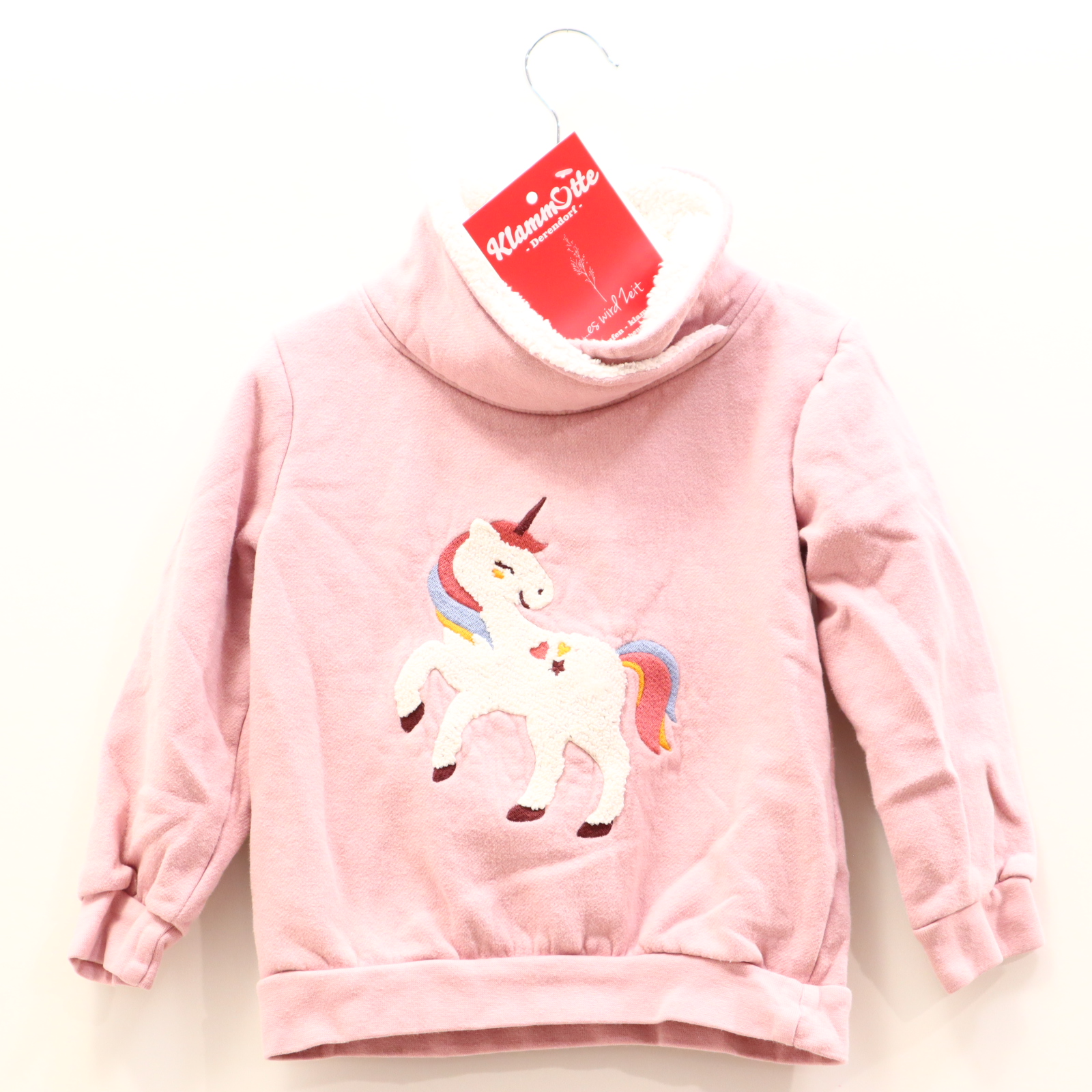 Oberteil Topolino 104 rosa Applikation Sweatshirt Herbst/Winter Schalkragen