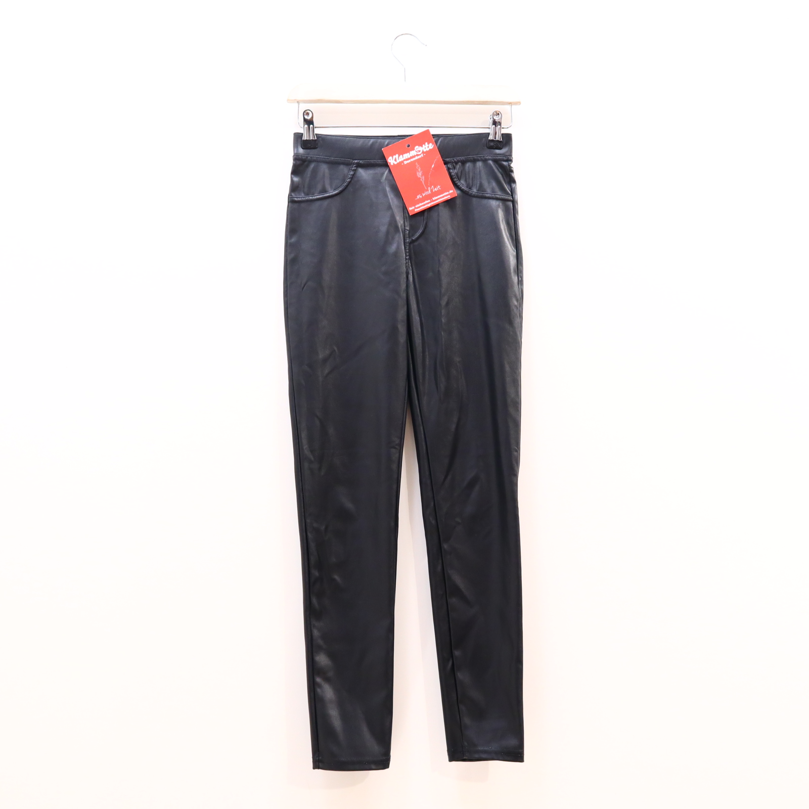 Hose H&M Legging/Tregging 152 schwarz Kunstleder/Polyester Gummibandzug