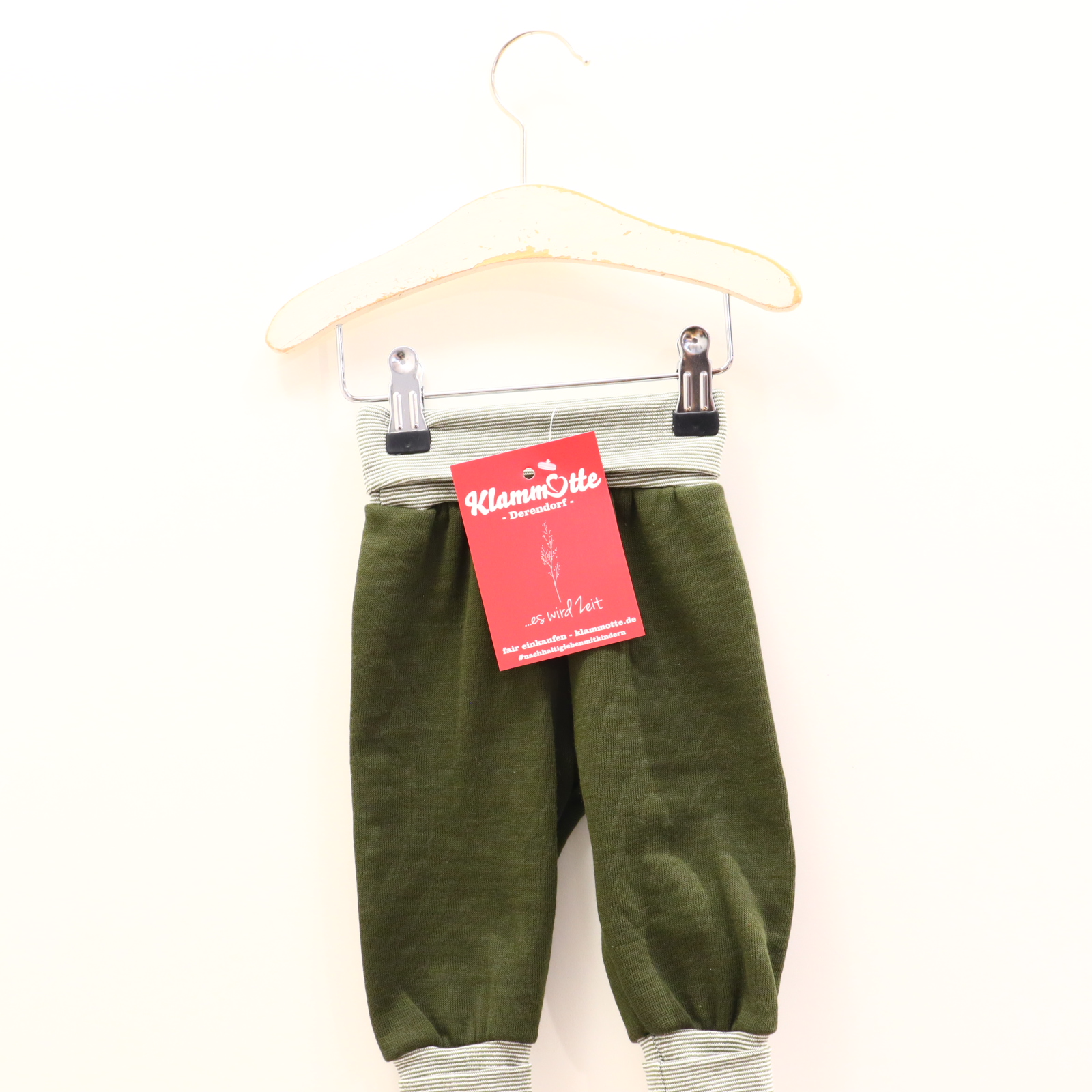 Hosen & Strampler Selfmadelabel 68/74 grün gestreift Jogger/Schlupfhose Schurwolle Komfortbund neuwertig