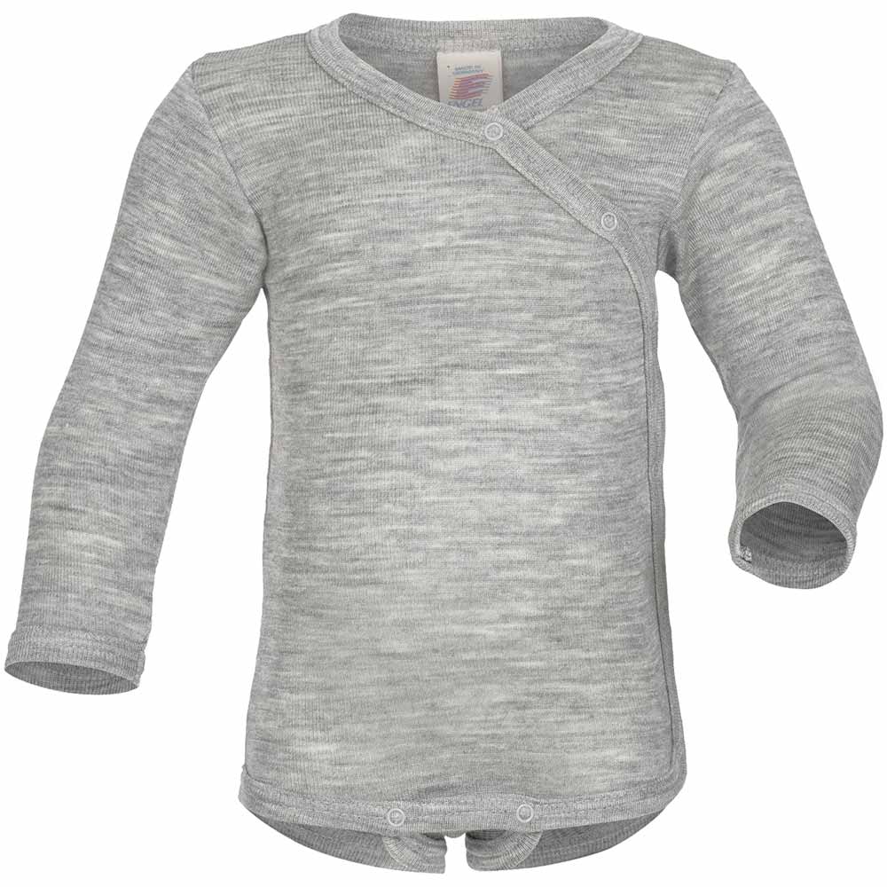 ENGEL Body 50/56 hellgrau melange 100% Schurwolle (kbT)/Seide Wickelbody
